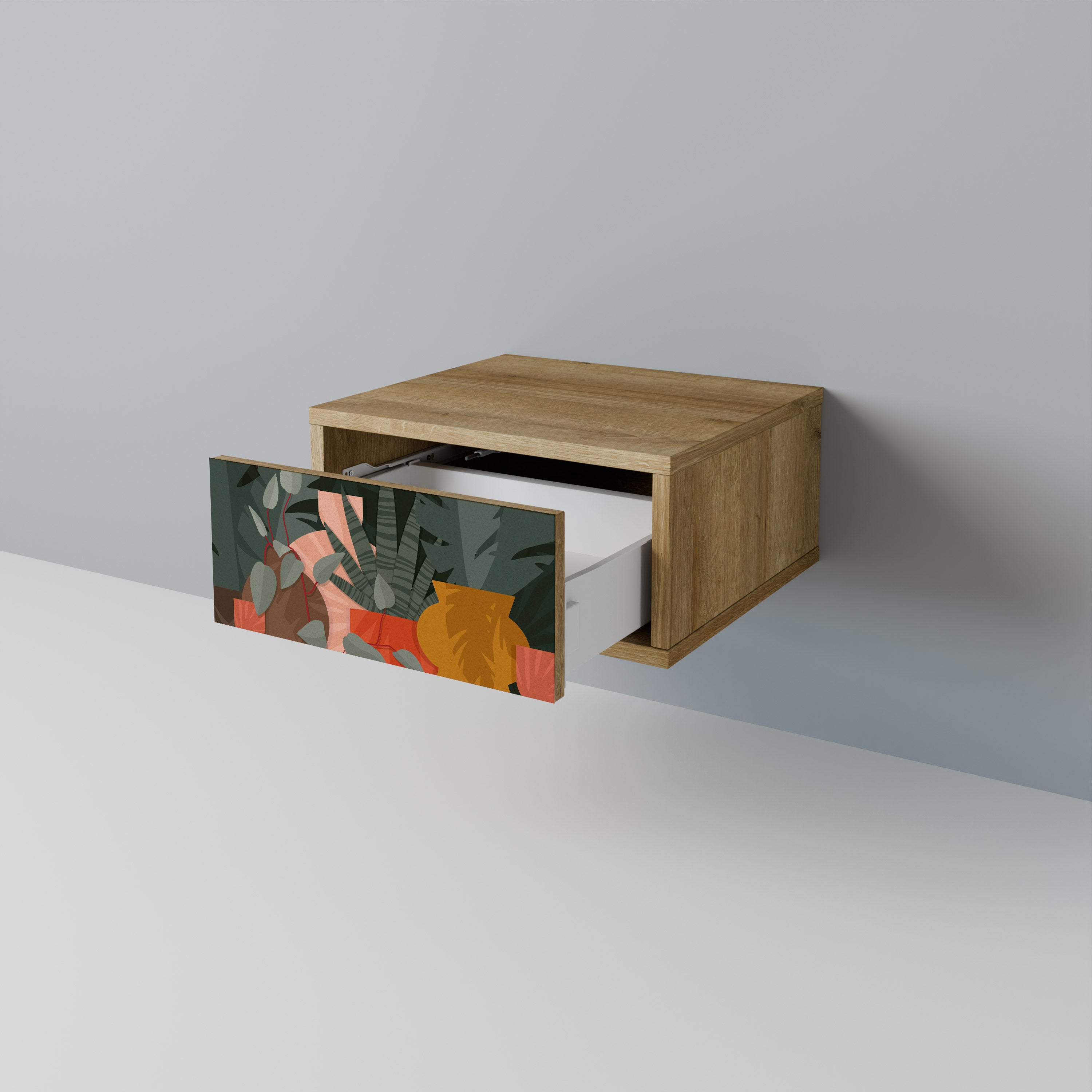 TROPICAL COMPOSITION Nightstand in Oak Effect