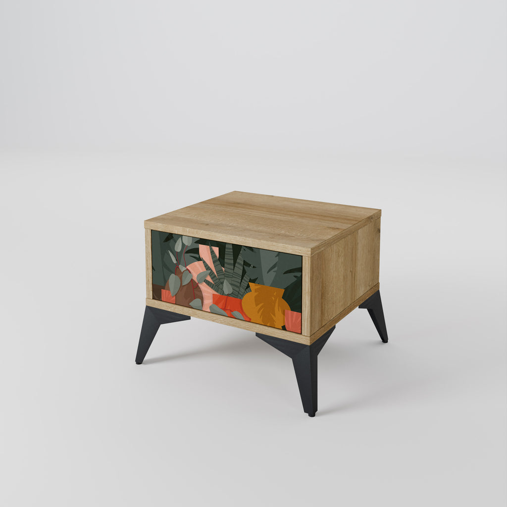 TROPICAL COMPOSITION Nightstand in Oak Effect