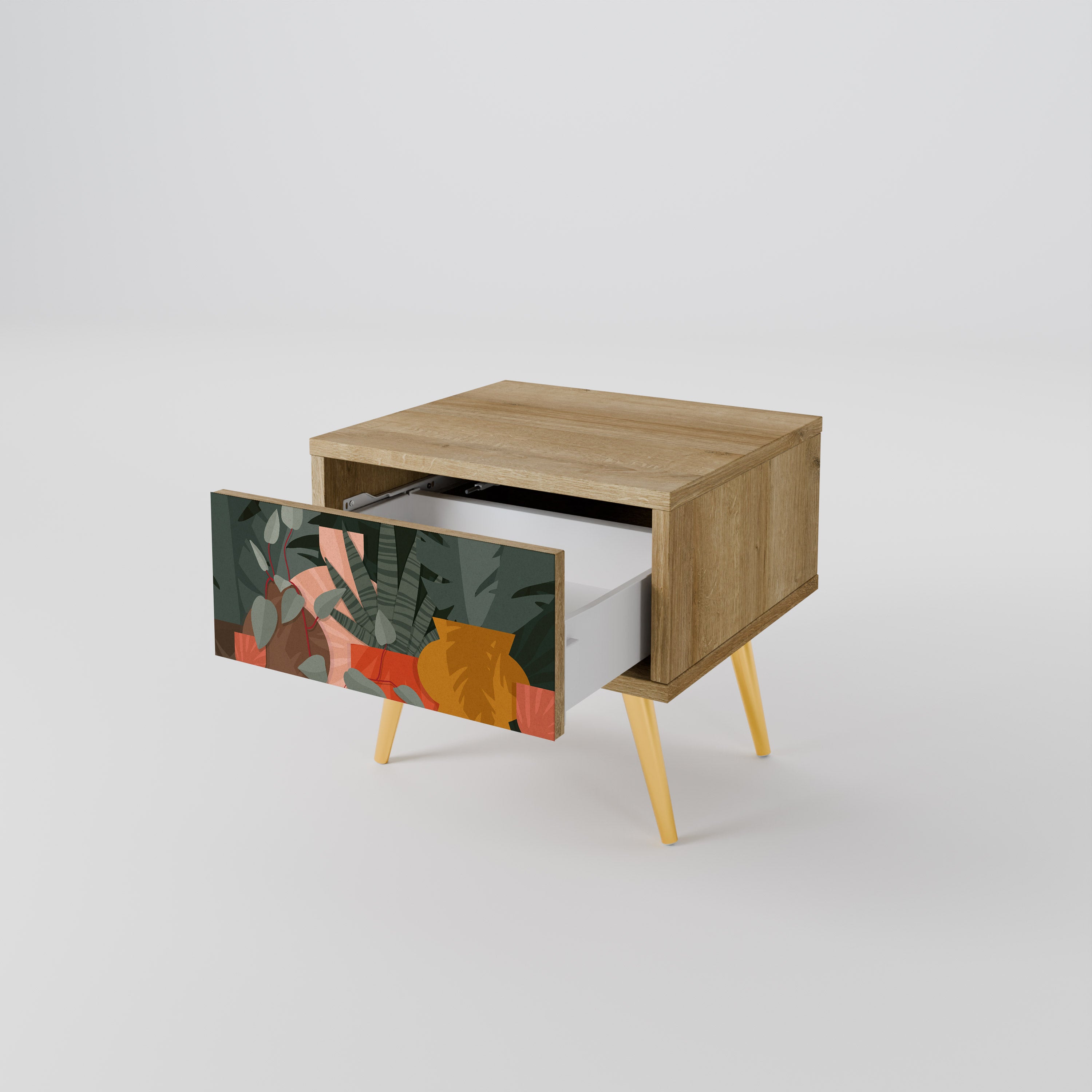 TROPICAL COMPOSITION Nightstand in Oak Effect