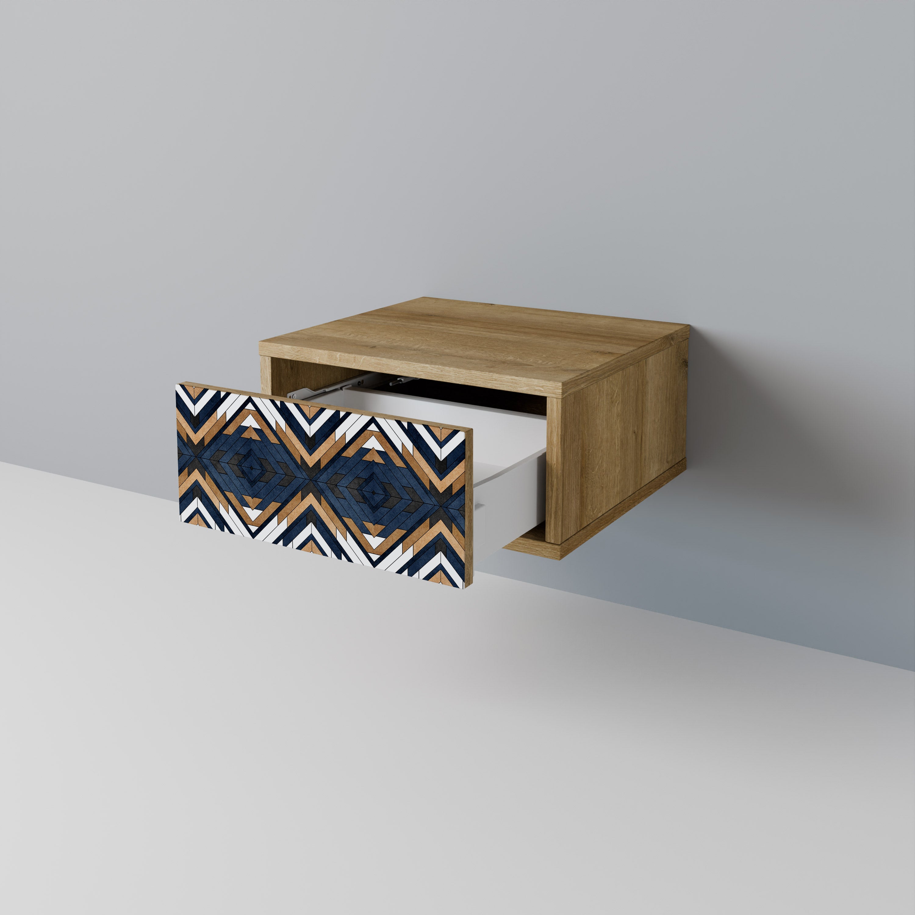 ARTFUL GEOMETRY Nightstand in Oak Effect