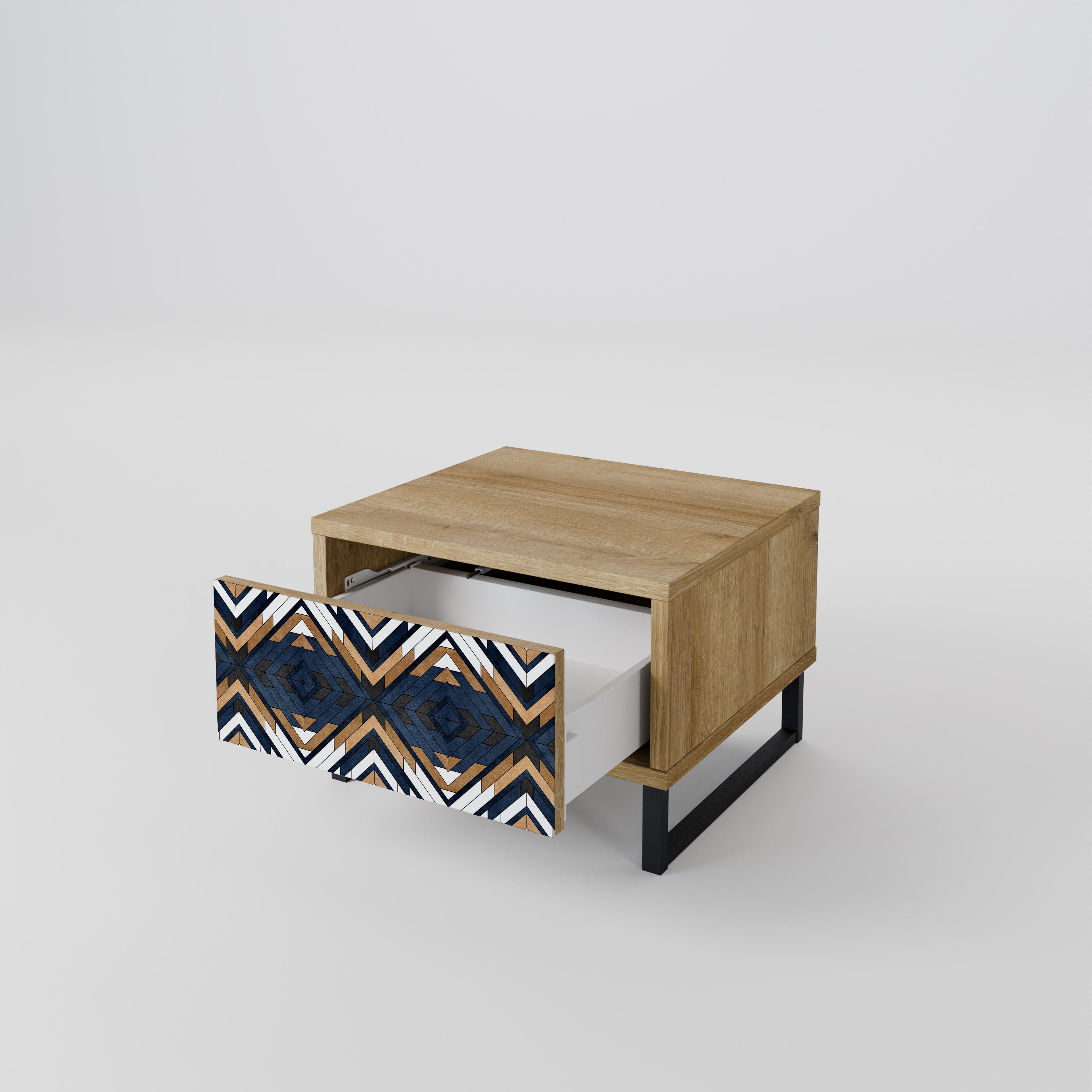 ARTFUL GEOMETRY Nightstand in Oak Effect