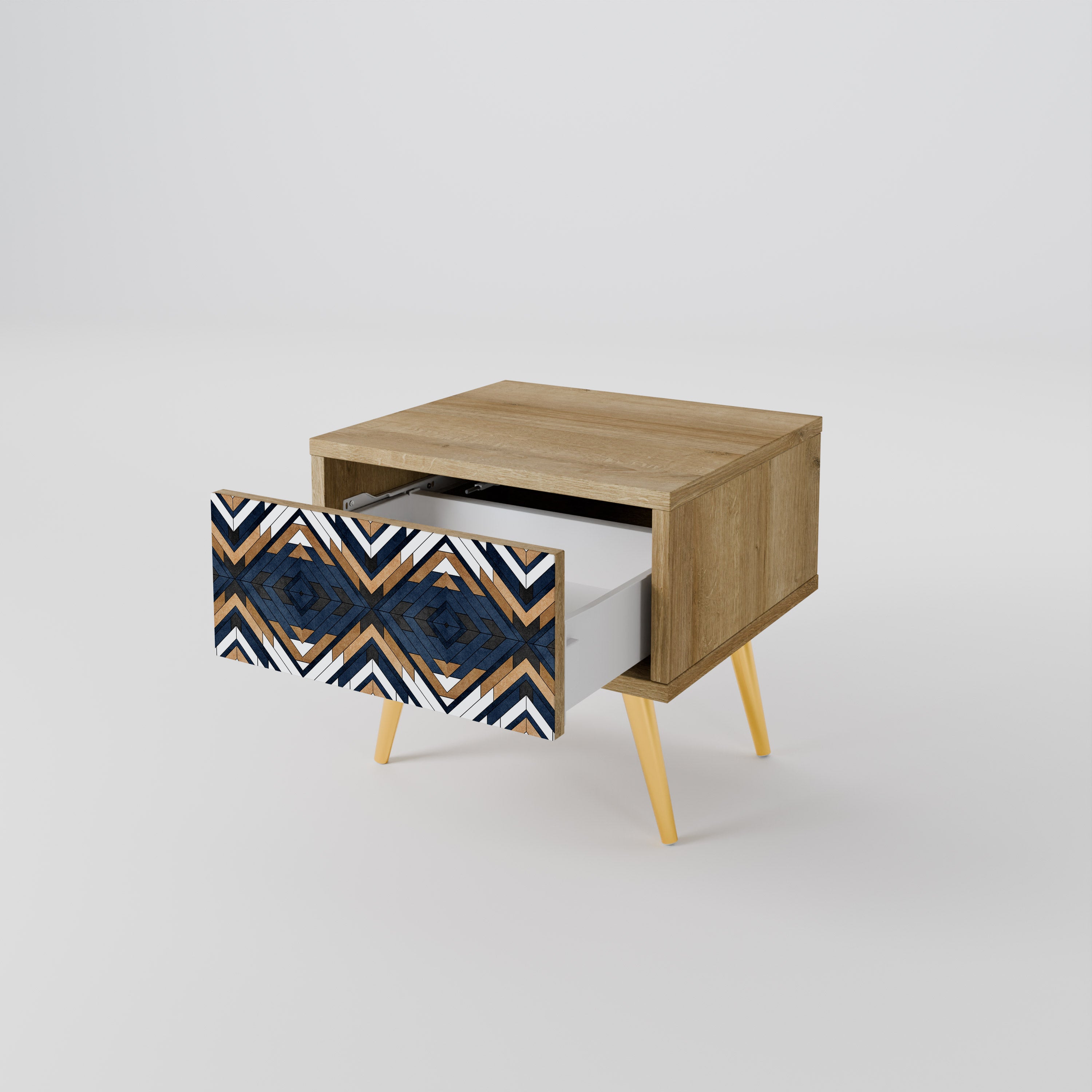 ARTFUL GEOMETRY Nightstand in Oak Effect