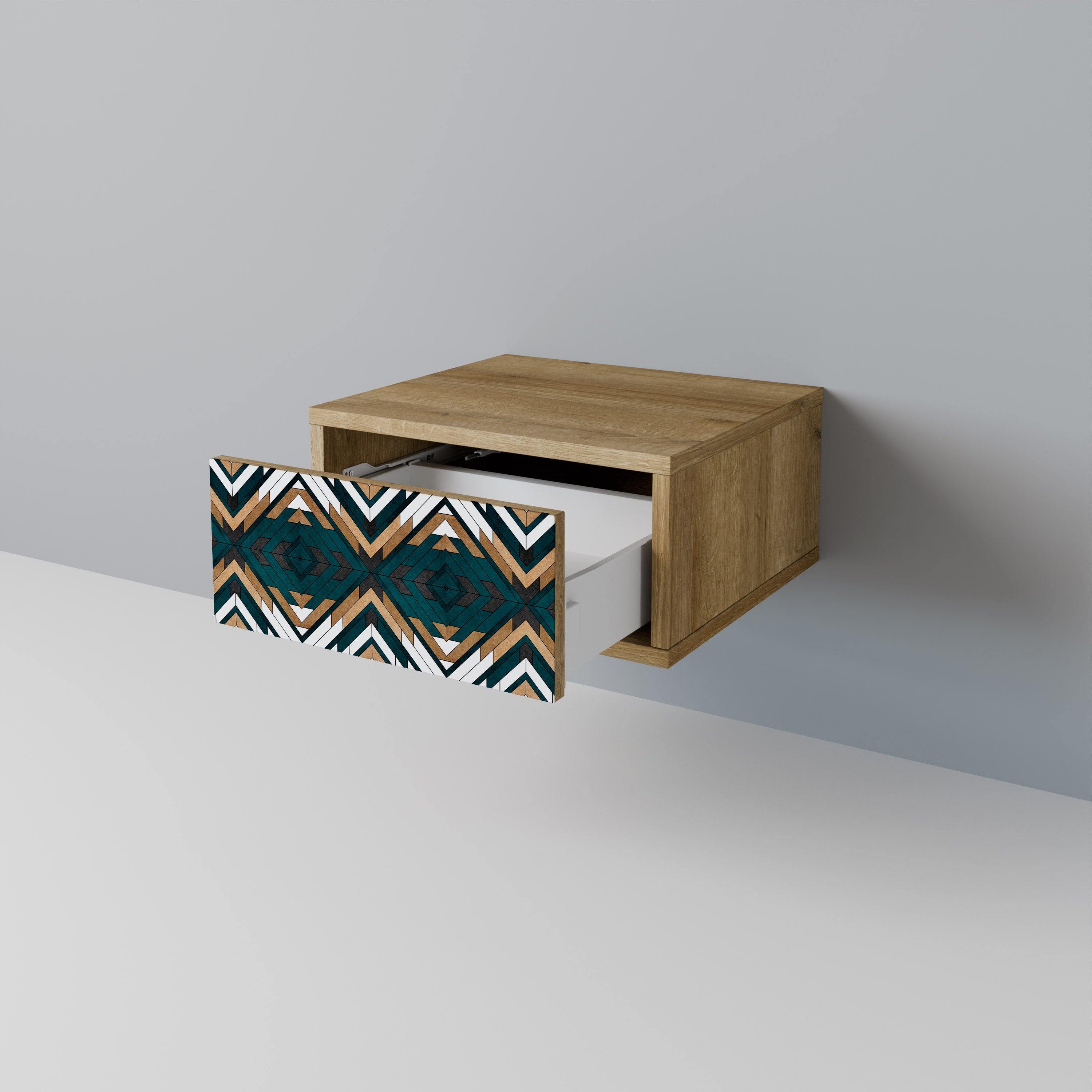 ARTISTIC GEOMETRY Nightstand in Oak Effect
