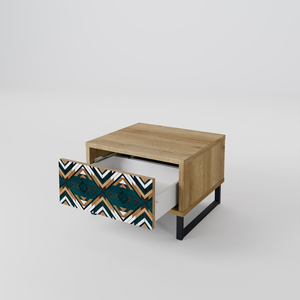 ARTISTIC GEOMETRY Nightstand in Oak Effect