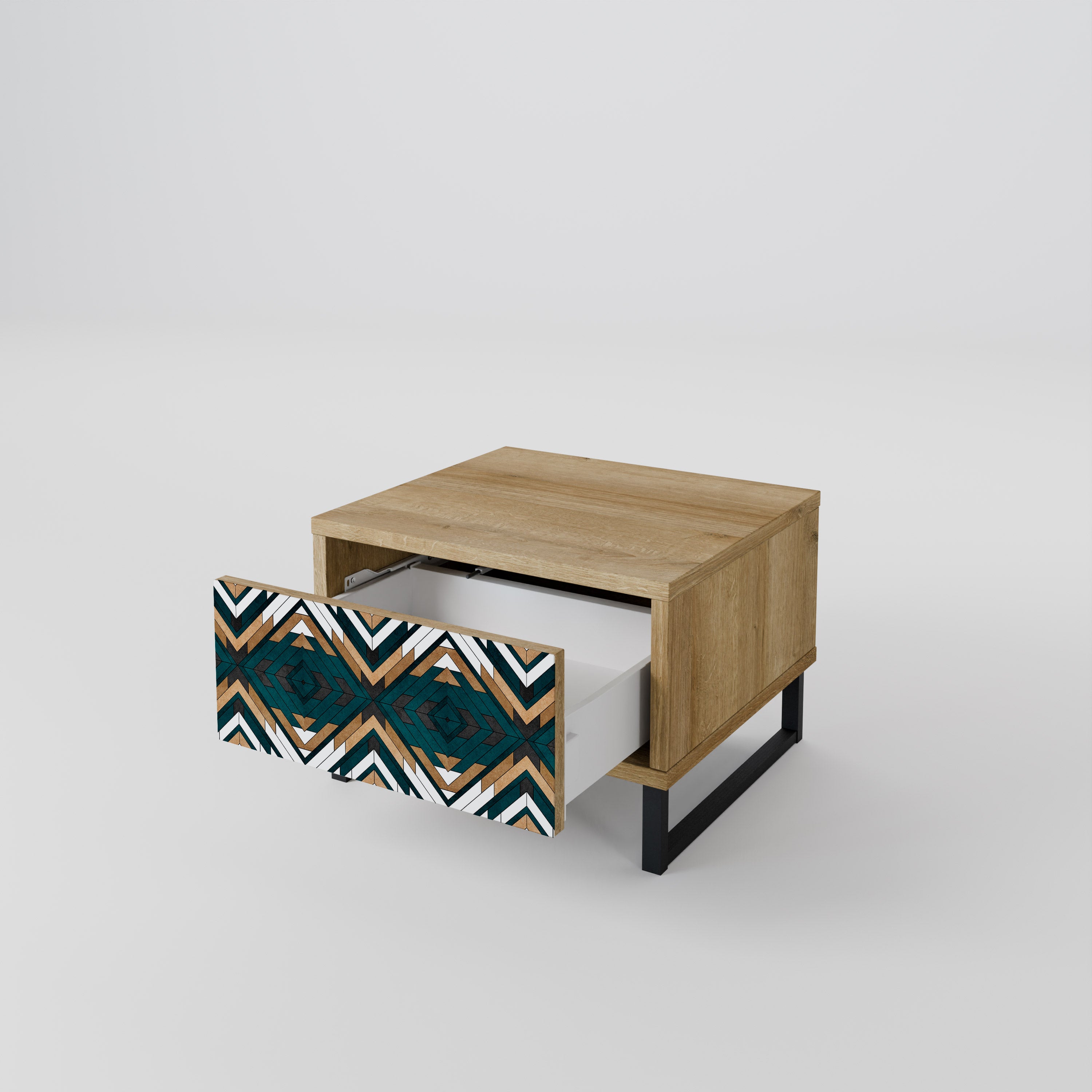 ARTISTIC GEOMETRY Nightstand in Oak Effect