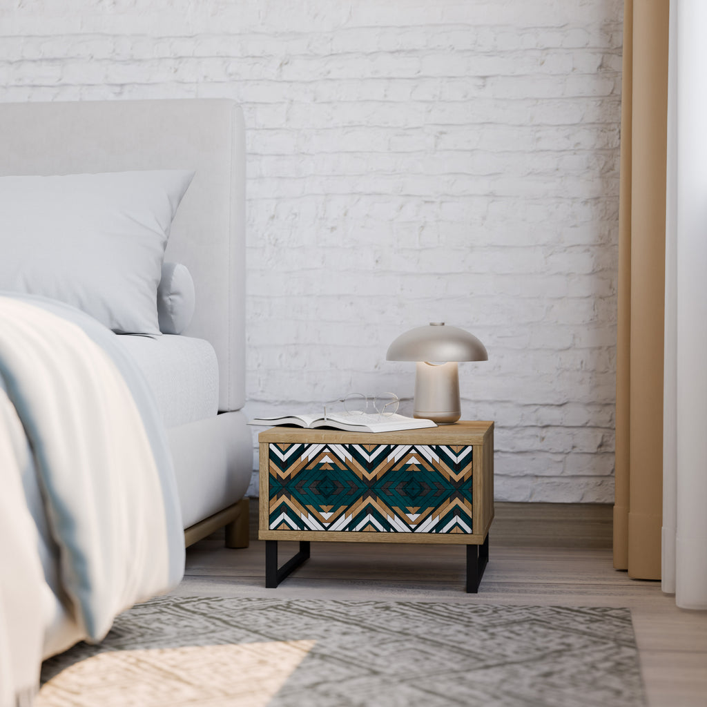 ARTISTIC GEOMETRY Nightstand in Oak Effect