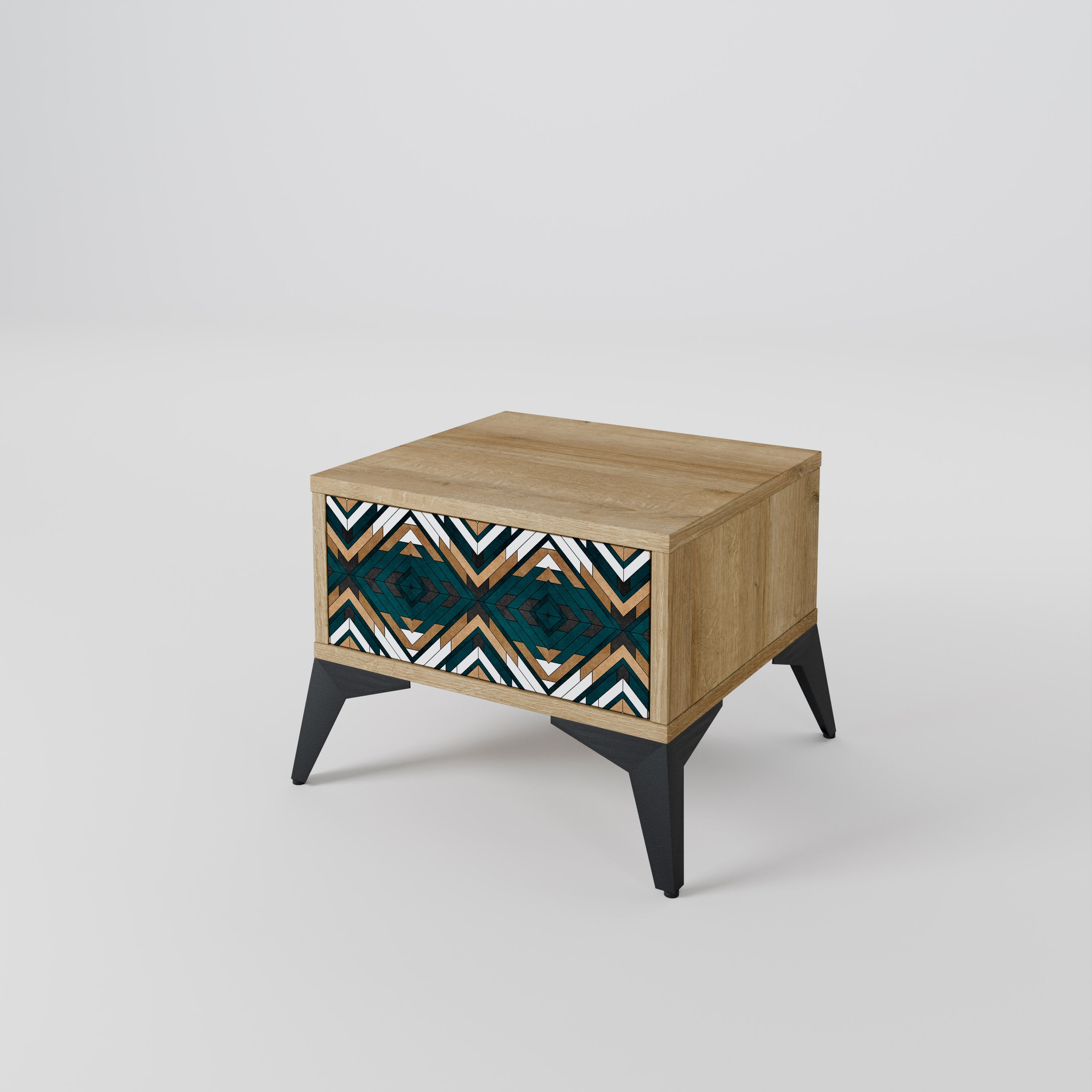 ARTISTIC GEOMETRY Nightstand in Oak Effect