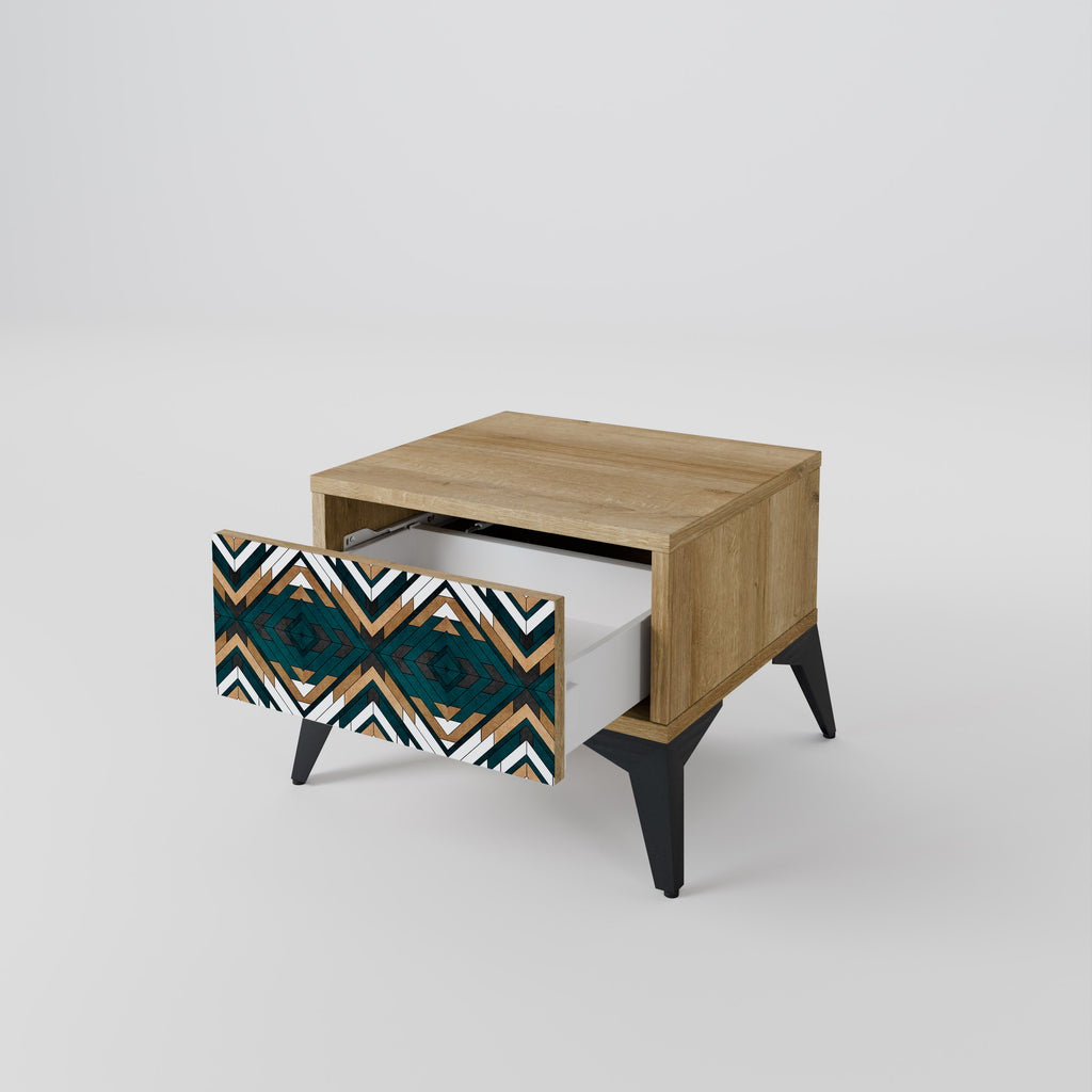 ARTISTIC GEOMETRY Nightstand in Oak Effect