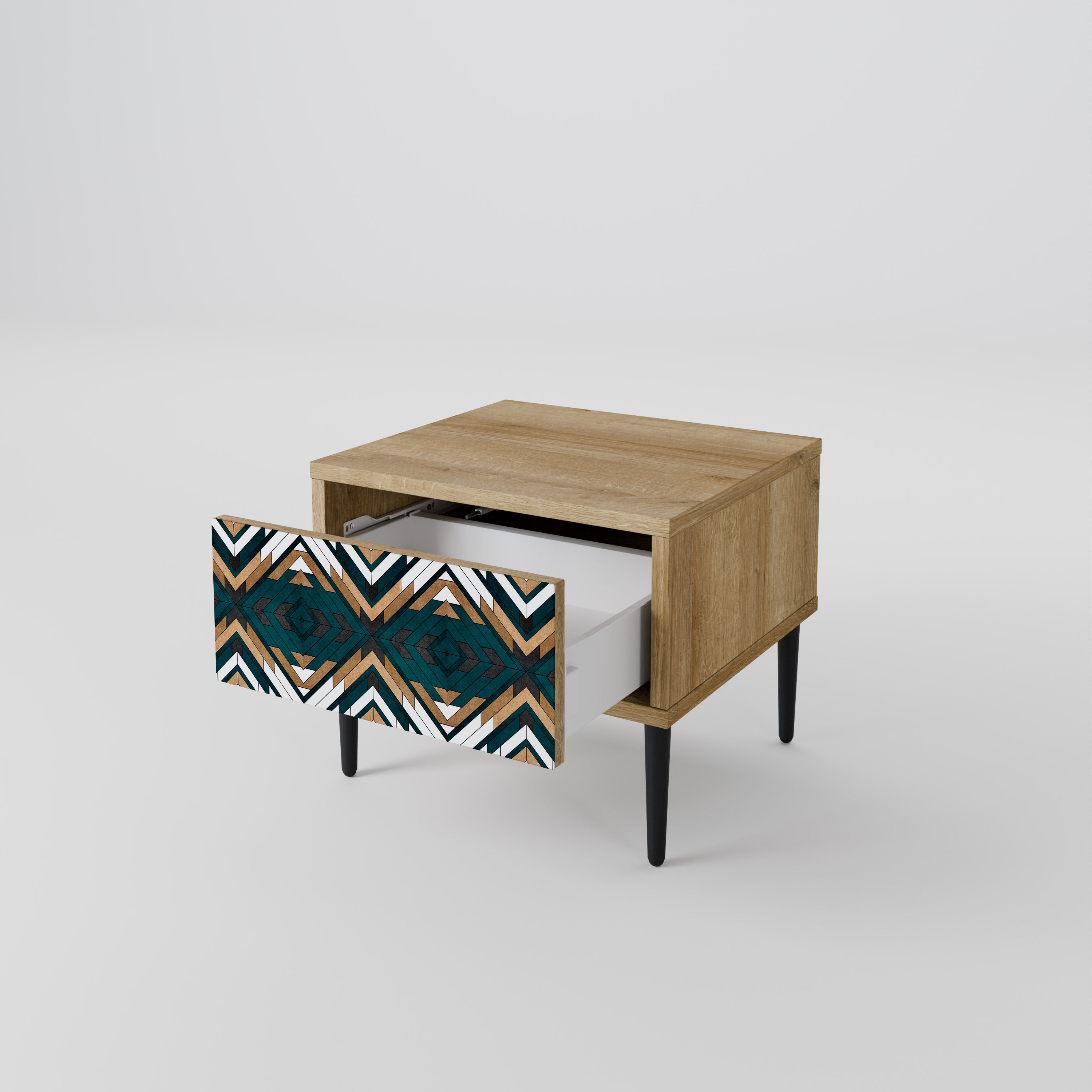 ARTISTIC GEOMETRY Nightstand in Oak Effect