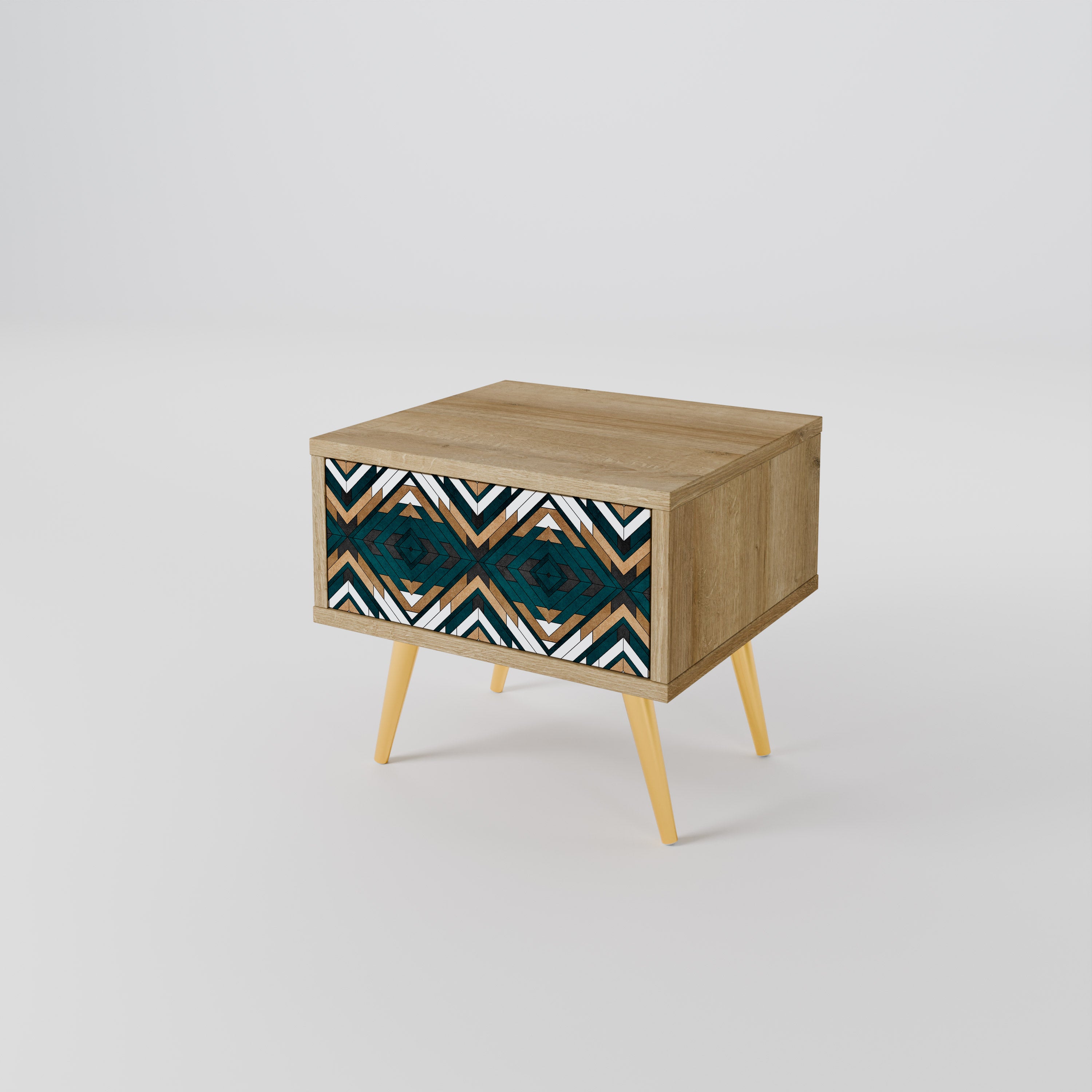 ARTISTIC GEOMETRY Nightstand in Oak Effect