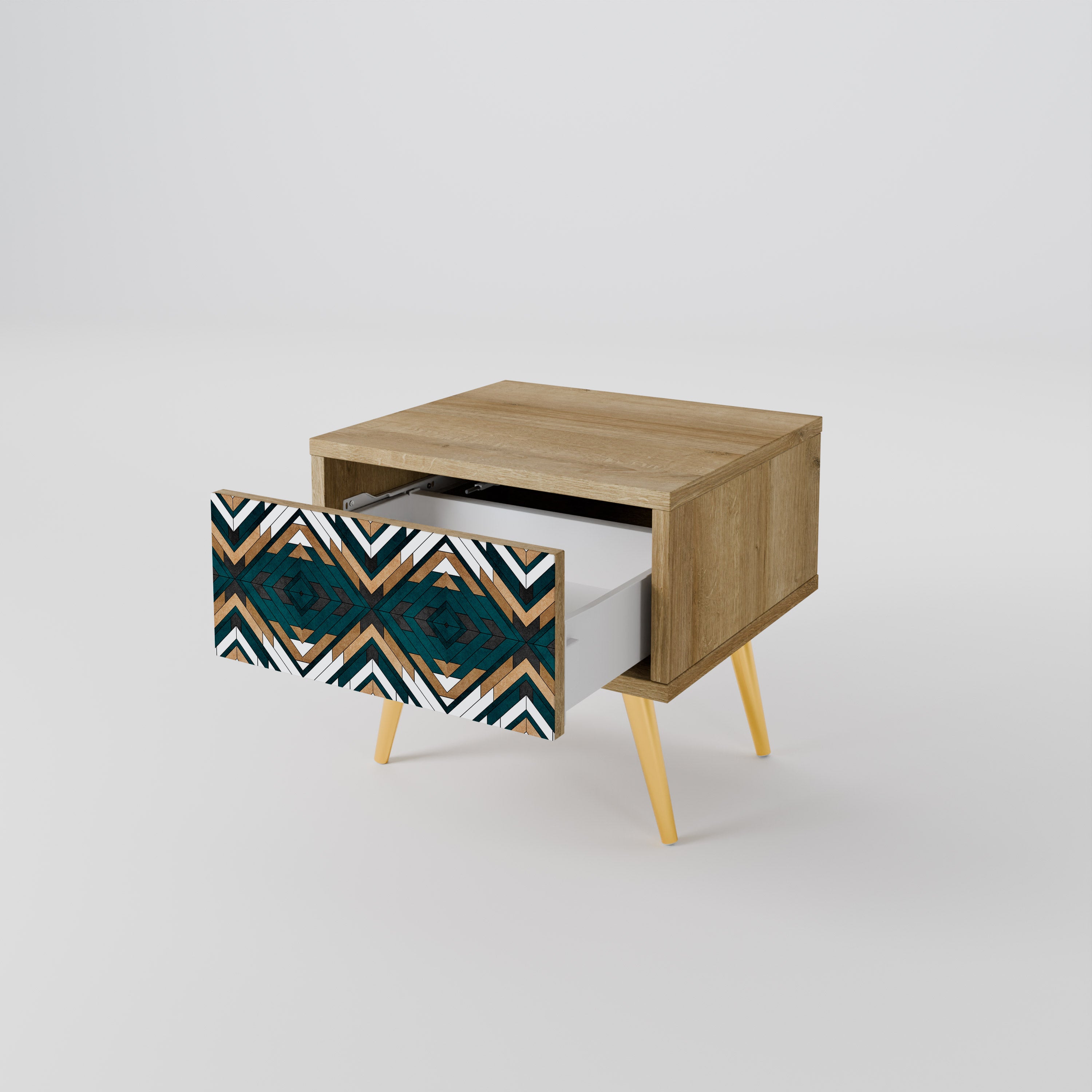 ARTISTIC GEOMETRY Nightstand in Oak Effect