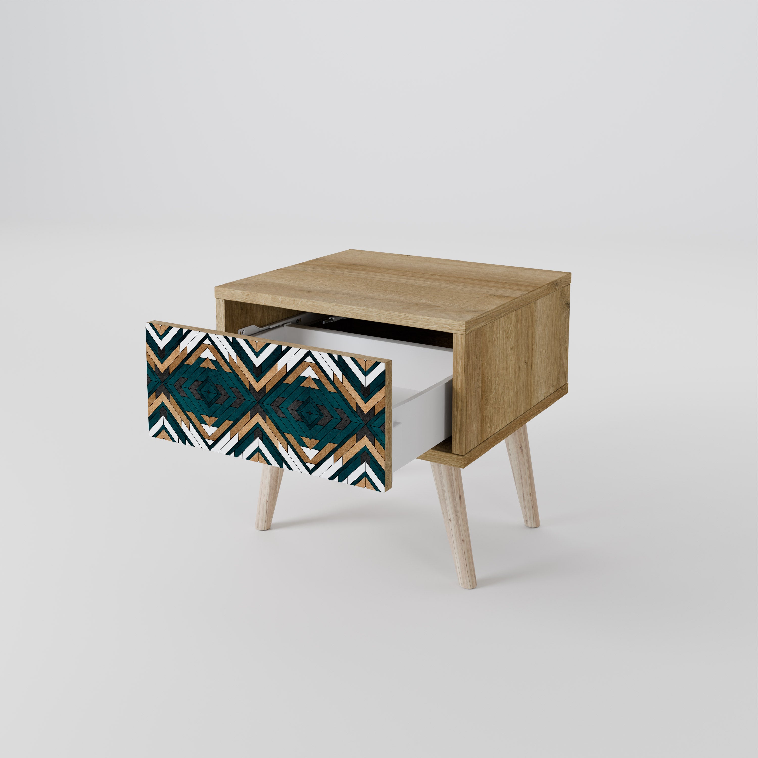 ARTISTIC GEOMETRY Nightstand in Oak Effect