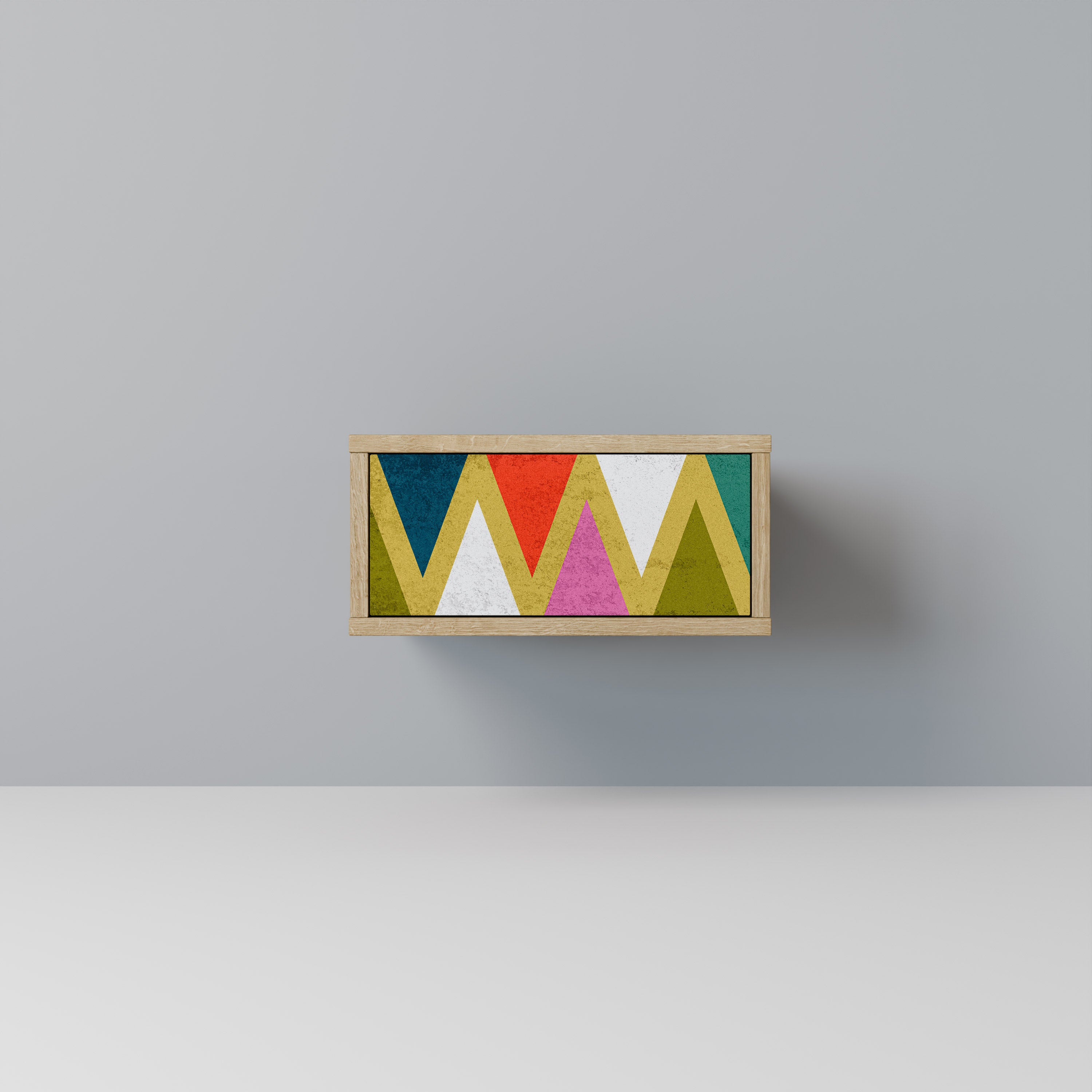 COLORFUL TRIANGLES Nightstand in Oak Effect