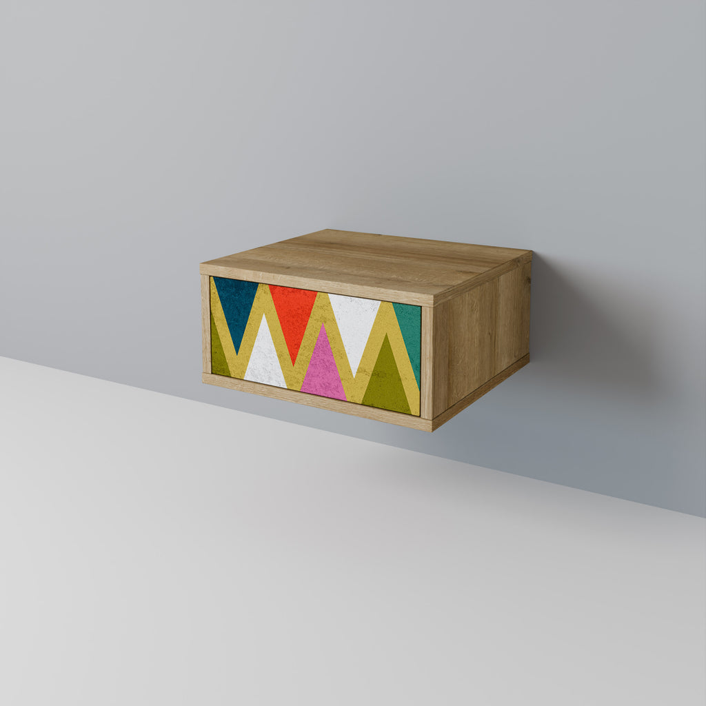 COLORFUL TRIANGLES Nightstand in Oak Effect