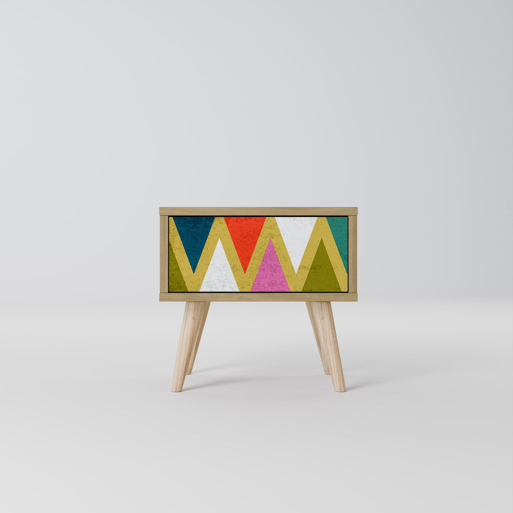 COLORFUL TRIANGLES Nightstand in Oak Effect