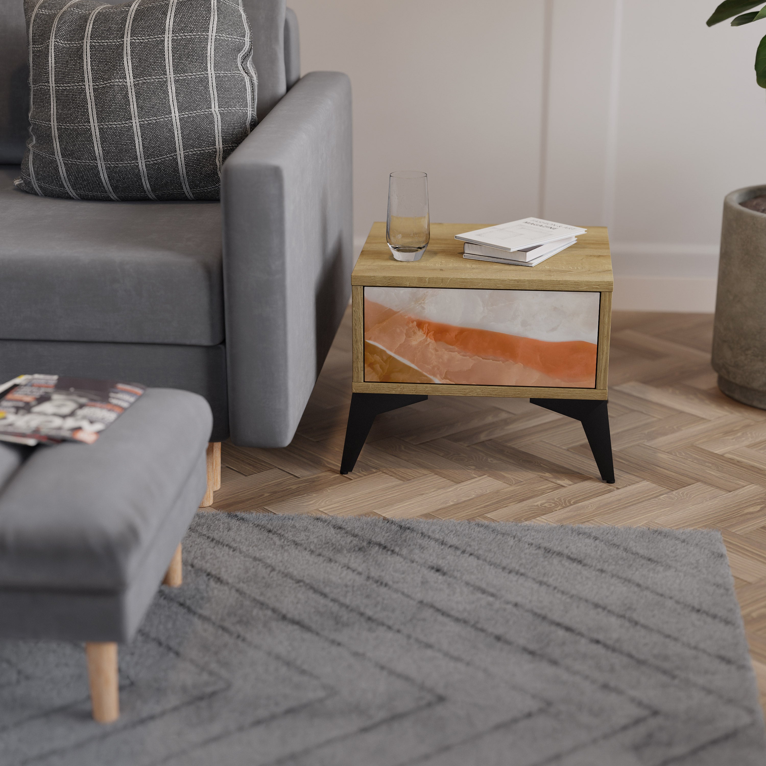 SANDHILLS SPLENDOUR Nightstand in Oak Effect