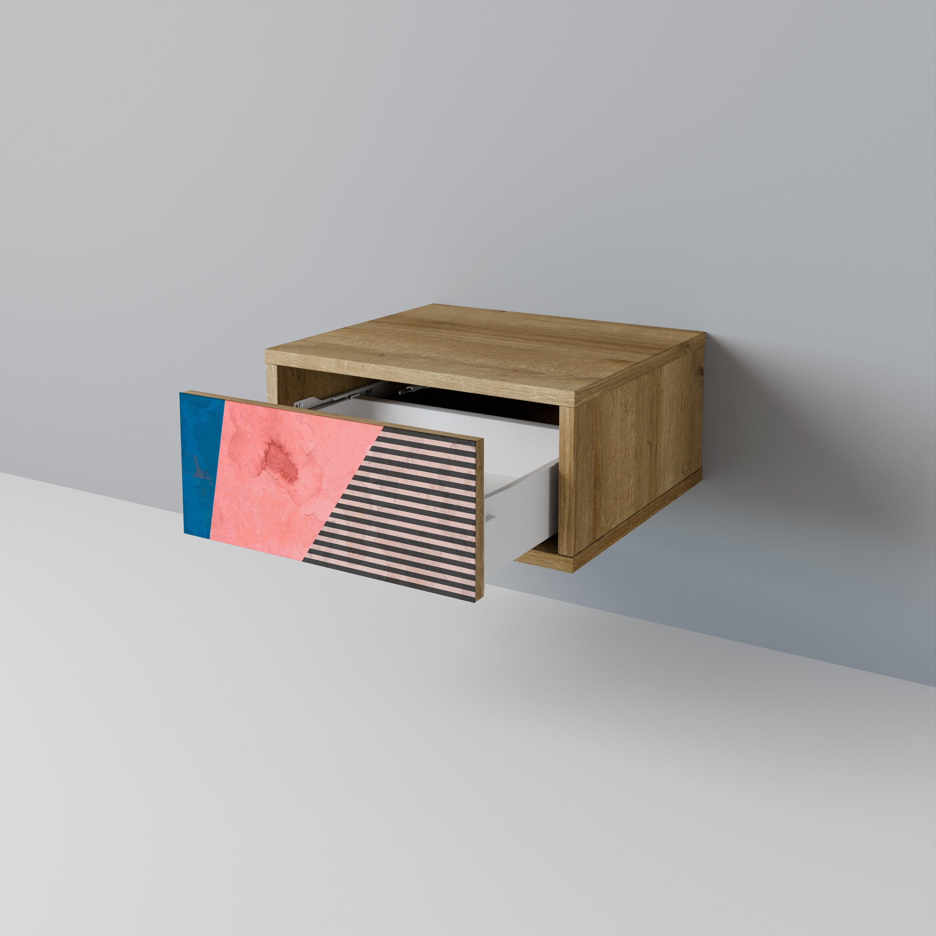 GLAMOROUS STRIPE Nightstand in Oak Effect