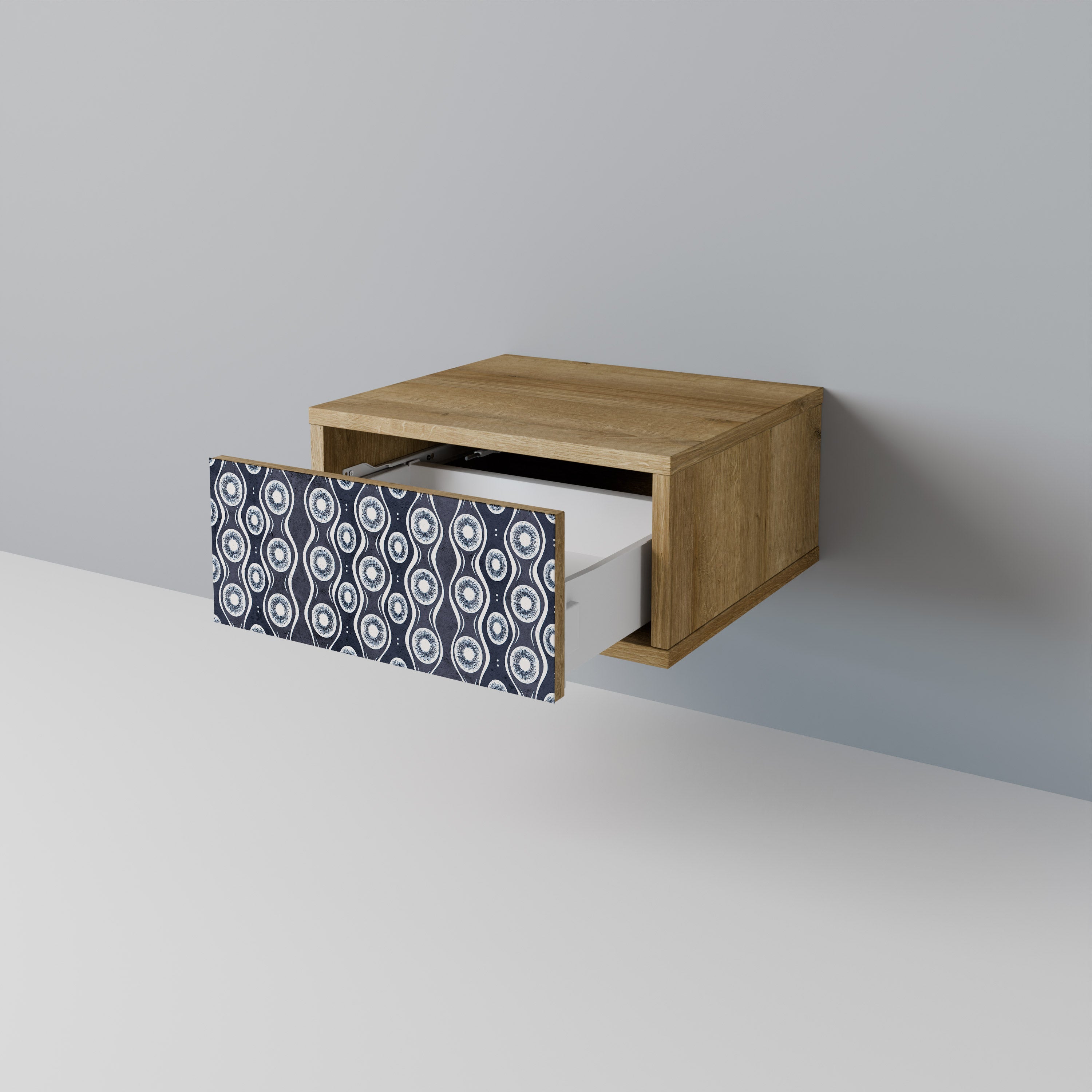 GRAPHITE EYES Nightstand in Oak Effect