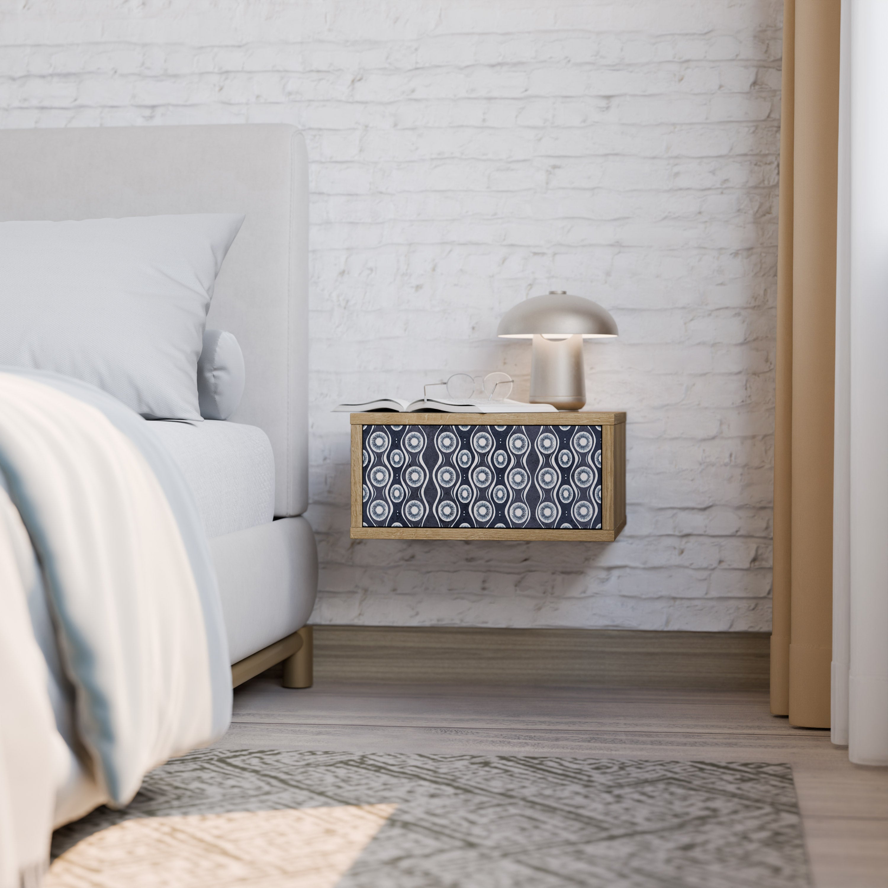 GRAPHITE EYES Nightstand in Oak Effect