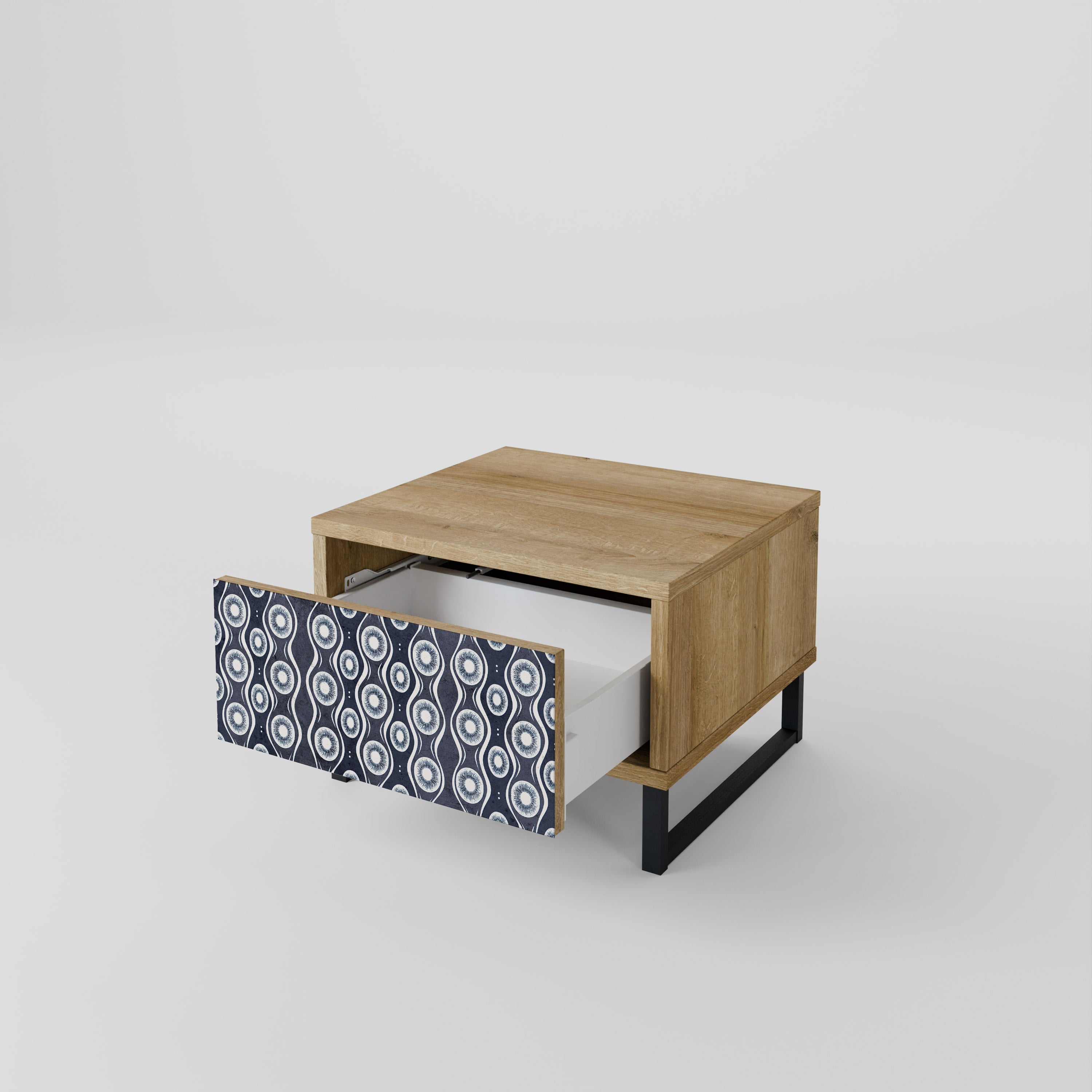 GRAPHITE EYES Nightstand in Oak Effect