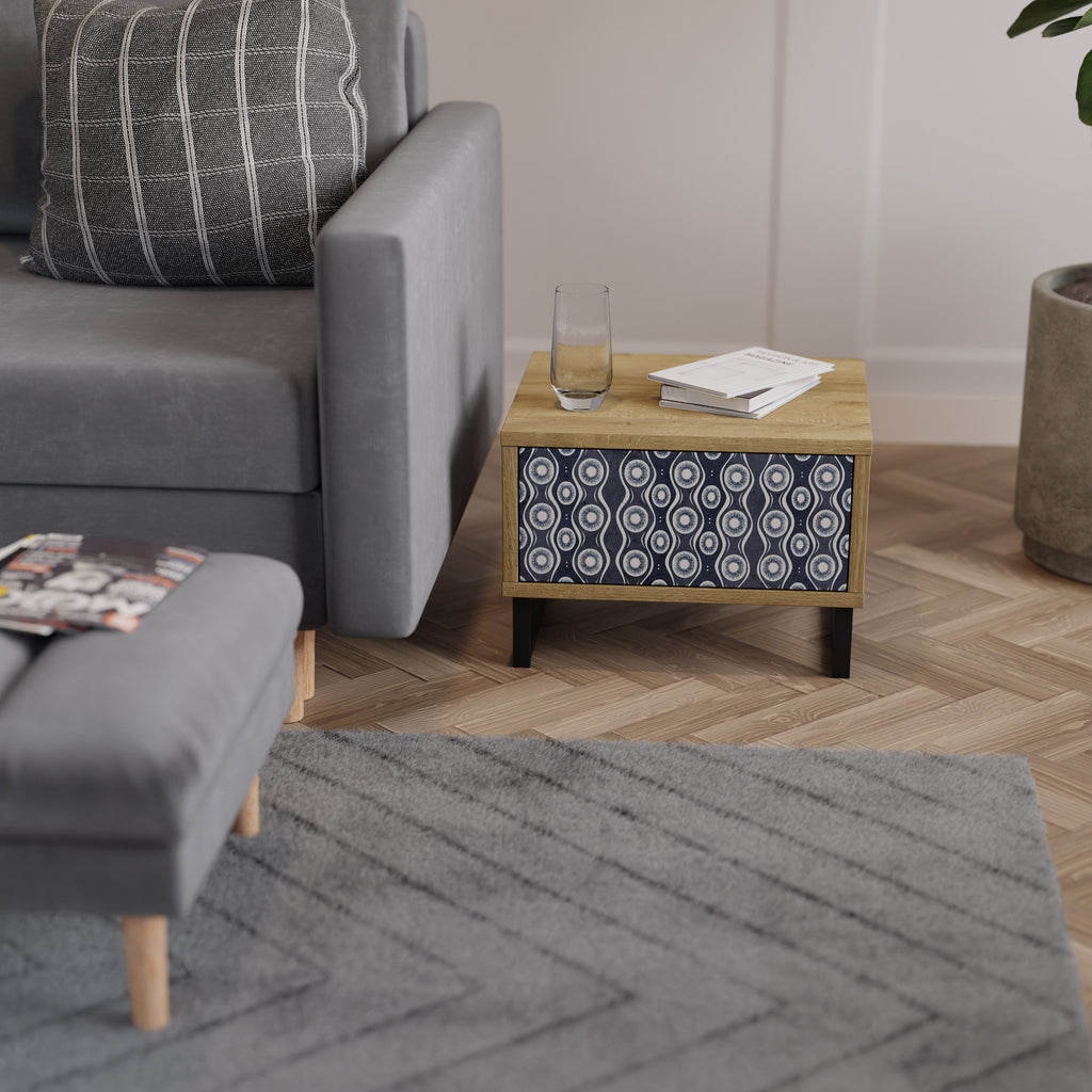 GRAPHITE EYES Nightstand in Oak Effect