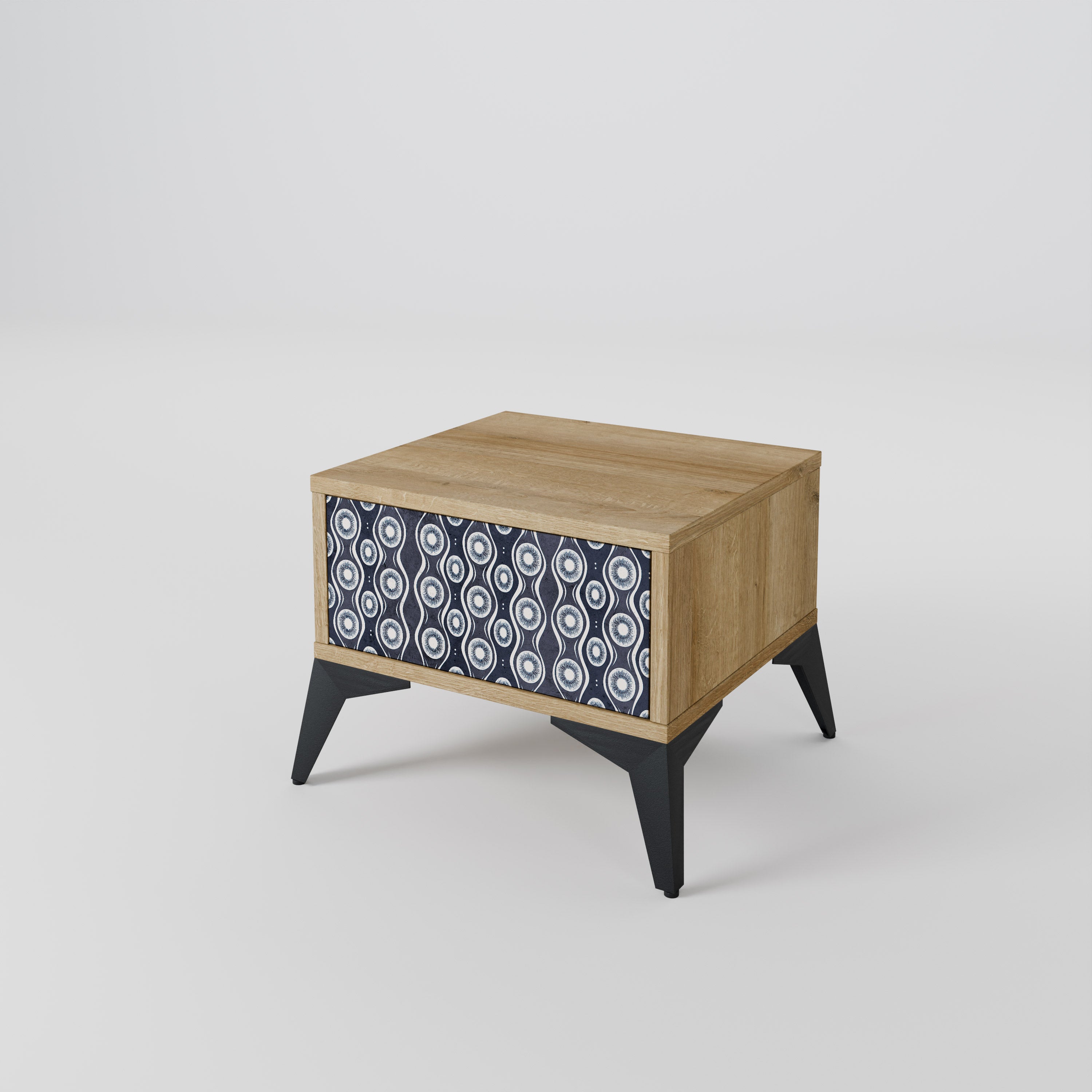 GRAPHITE EYES Nightstand in Oak Effect