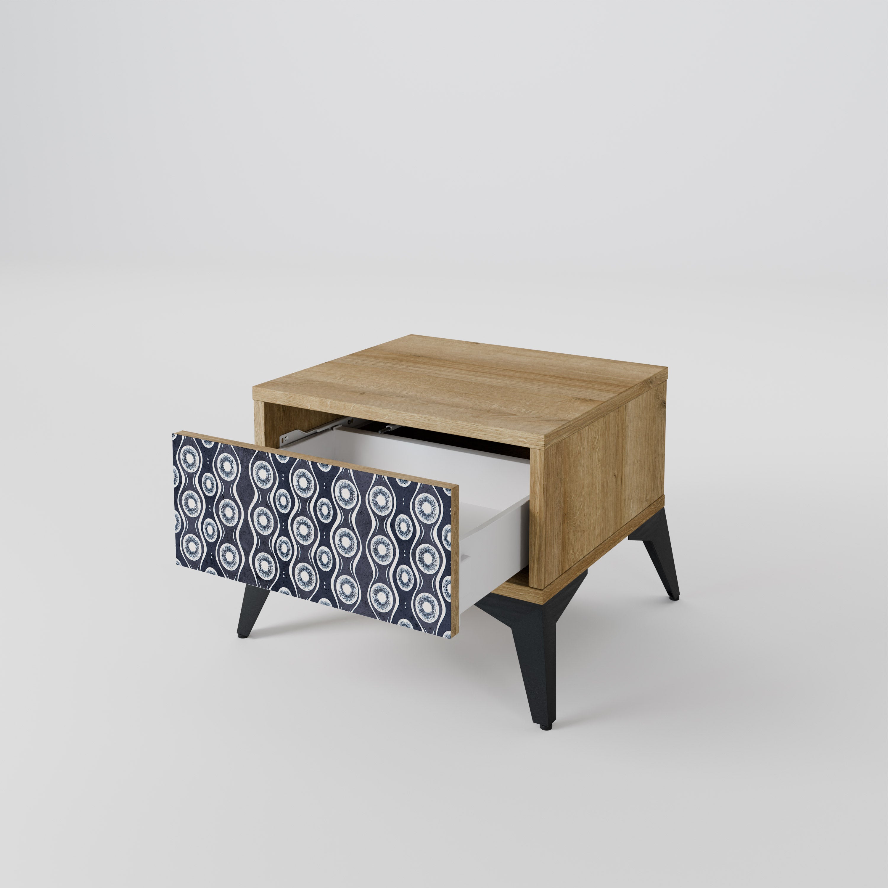 GRAPHITE EYES Nightstand in Oak Effect