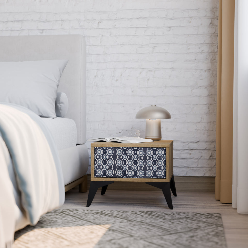 GRAPHITE EYES Nightstand in Oak Effect