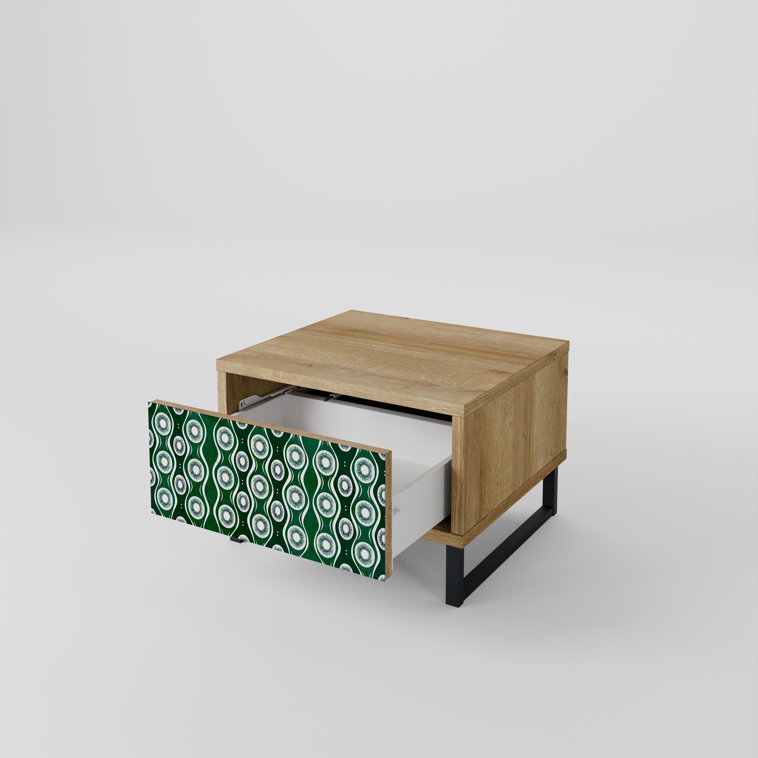 GREEN EYES Nightstand in Oak Effect
