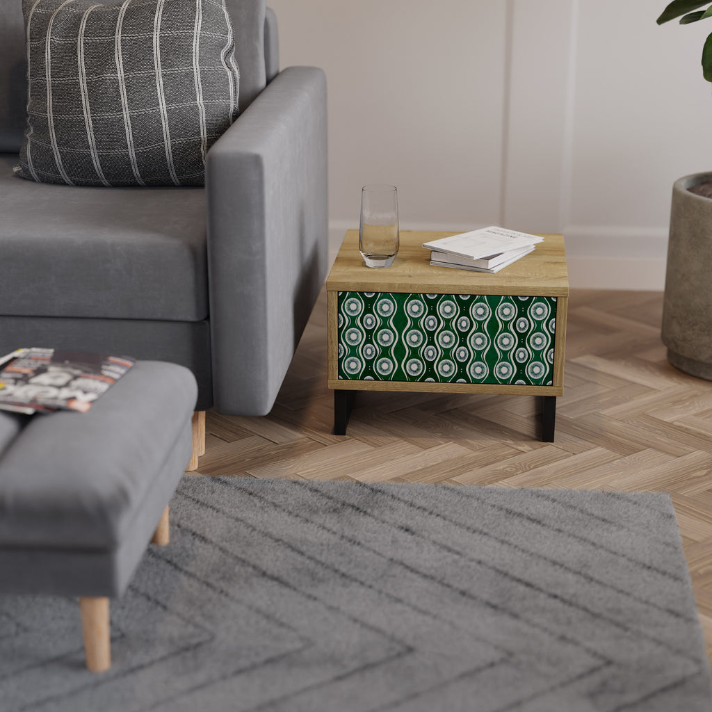 GREEN EYES Nightstand in Oak Effect