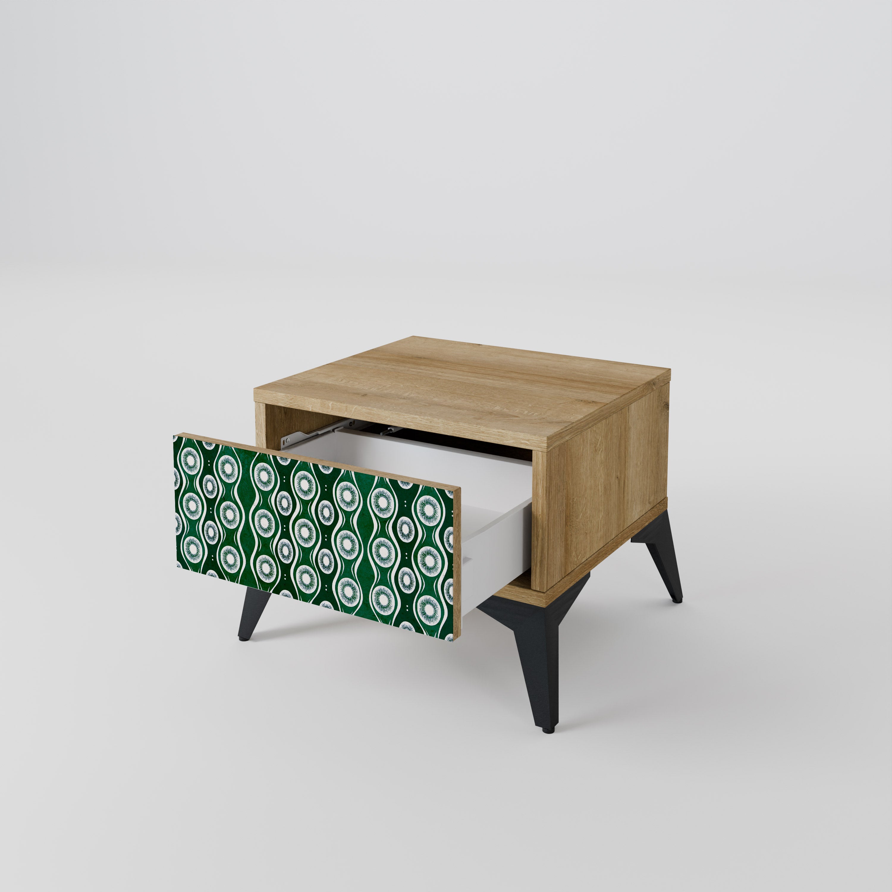 GREEN EYES Nightstand in Oak Effect