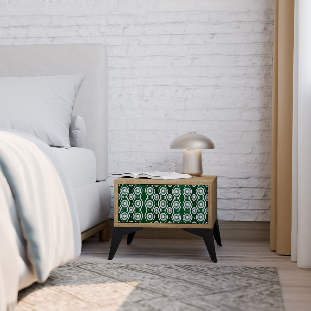 GREEN EYES Nightstand in Oak Effect