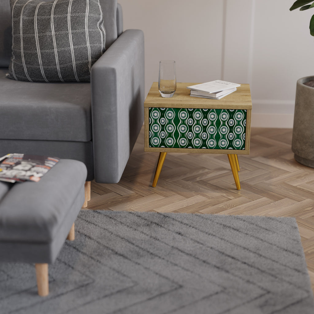 GREEN EYES Nightstand in Oak Effect
