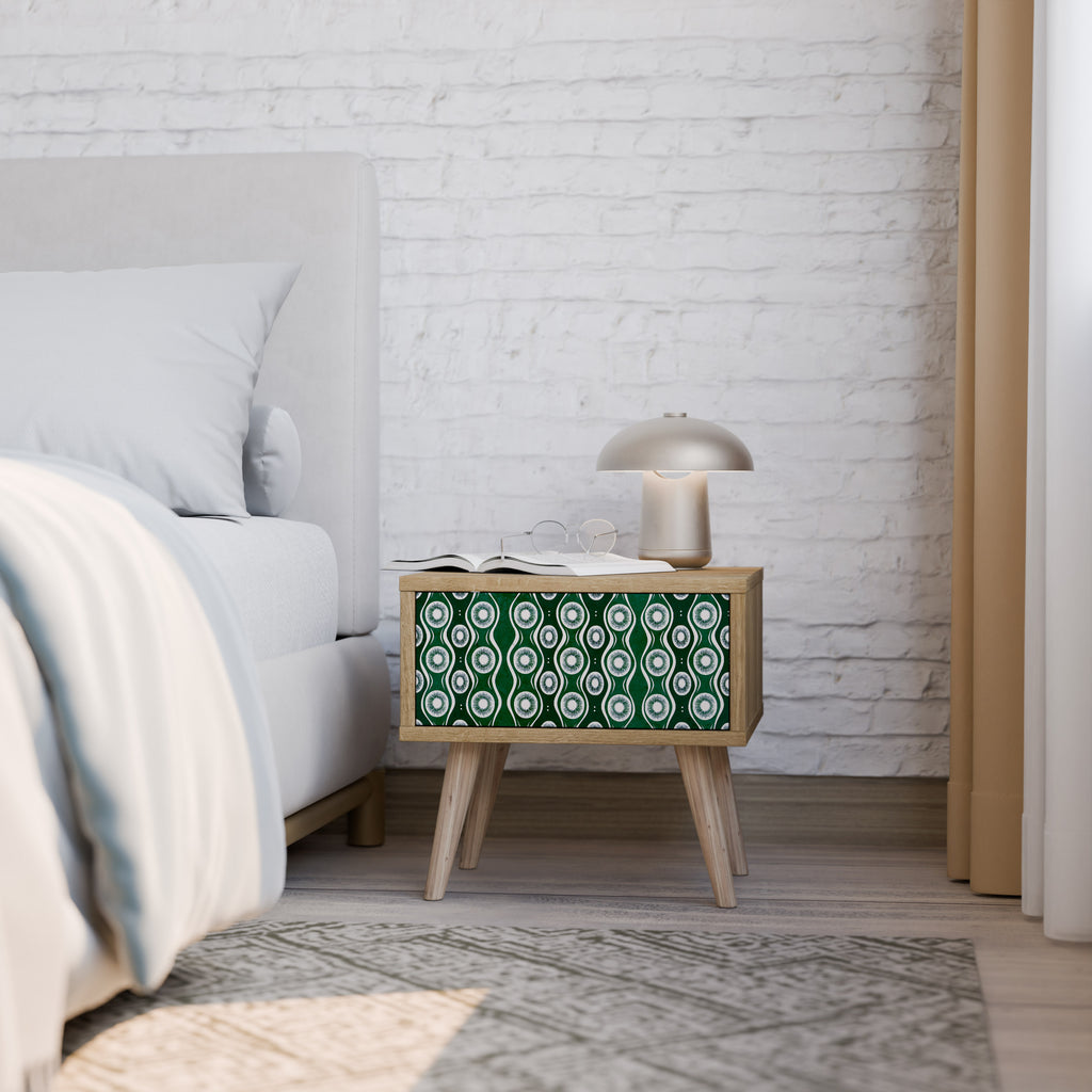 GREEN EYES Nightstand in Oak Effect