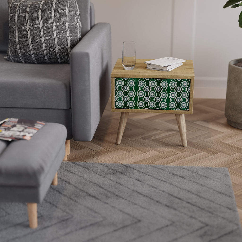 GREEN EYES Nightstand in Oak Effect