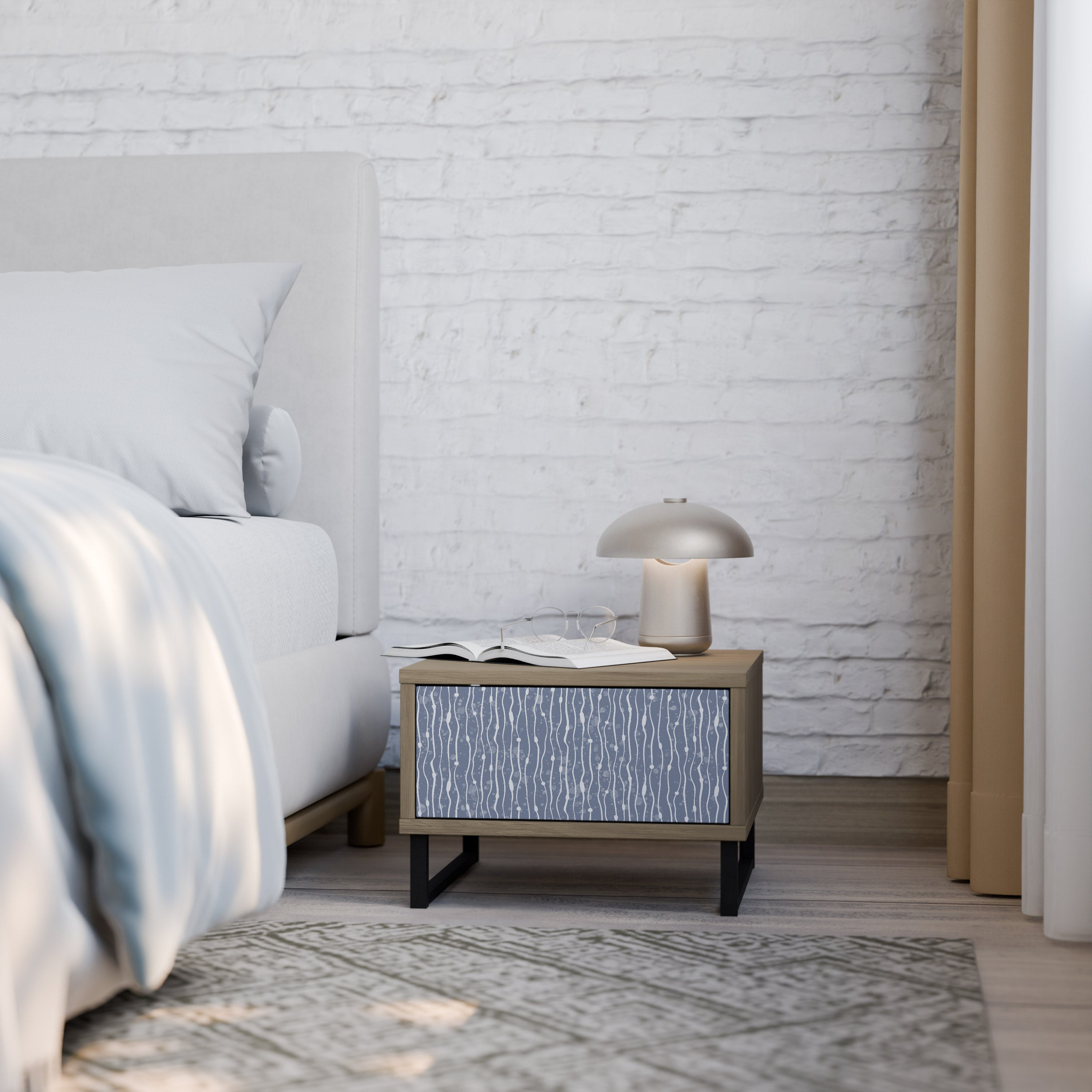 GRAPHITE RAIN Nightstand in Oak Effect