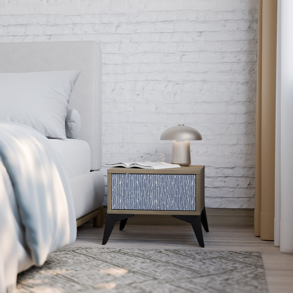Mesita de noche GRAPHITE RAIN efecto roble