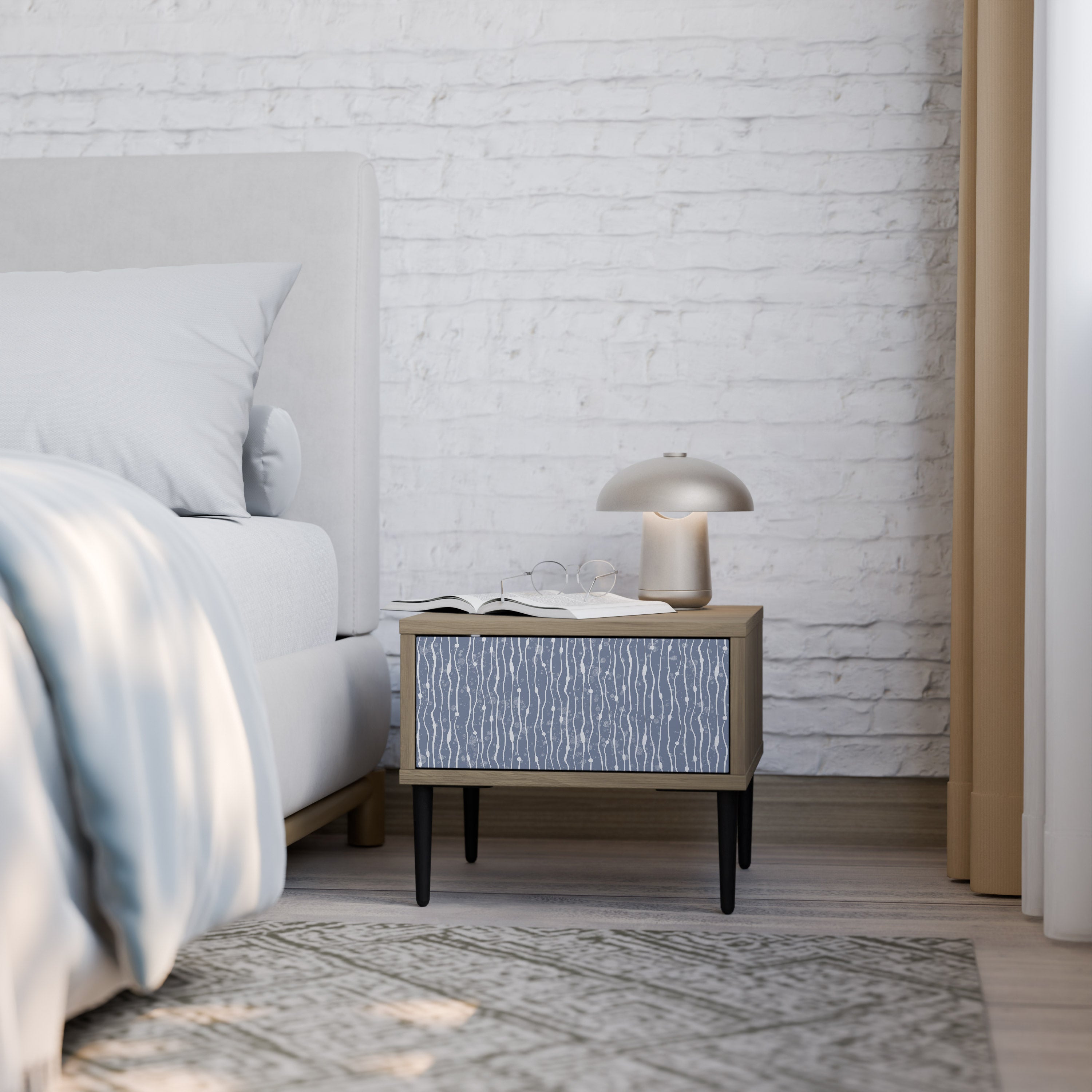 GRAPHITE RAIN Nightstand in Oak Effect