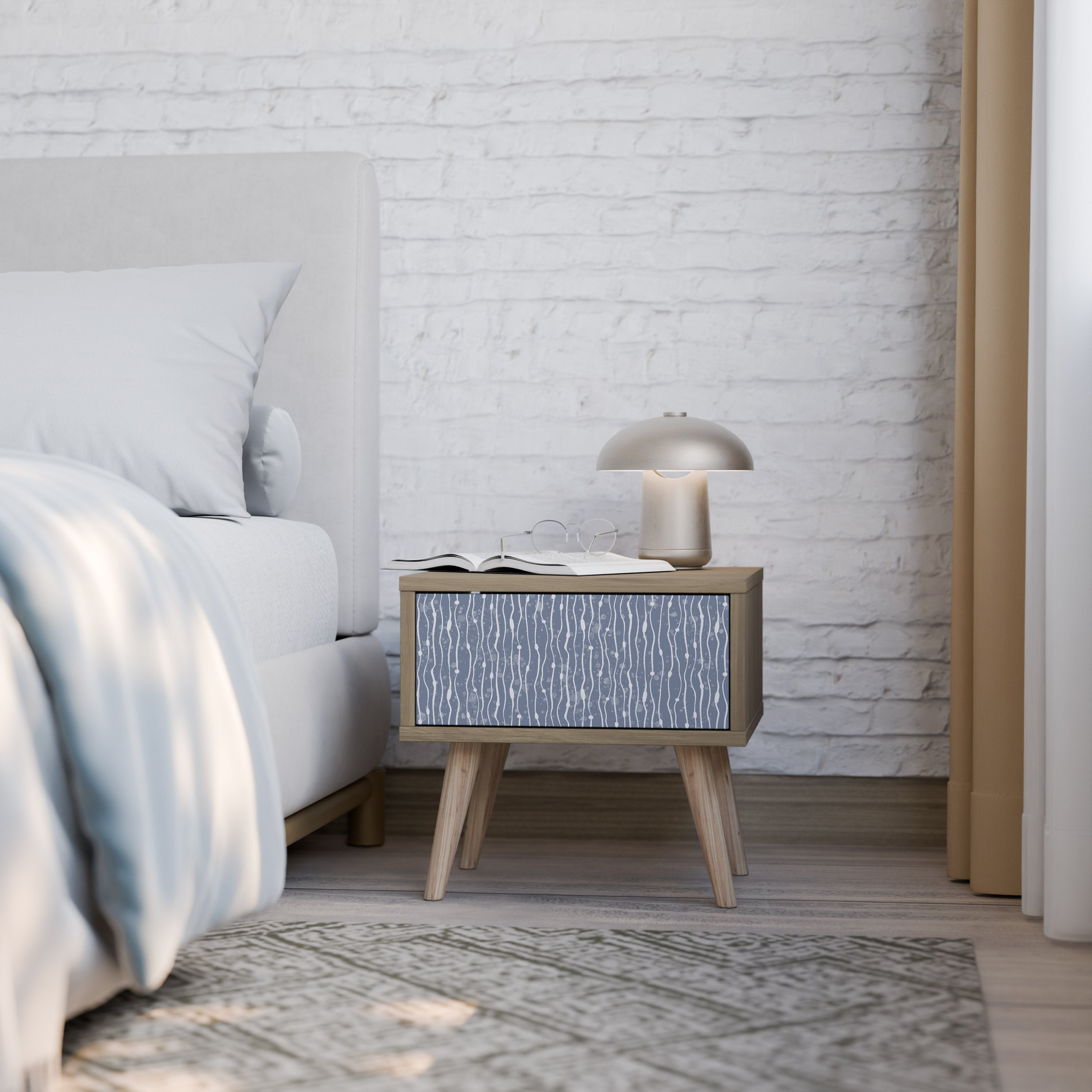 GRAPHITE RAIN Nightstand in Oak Effect