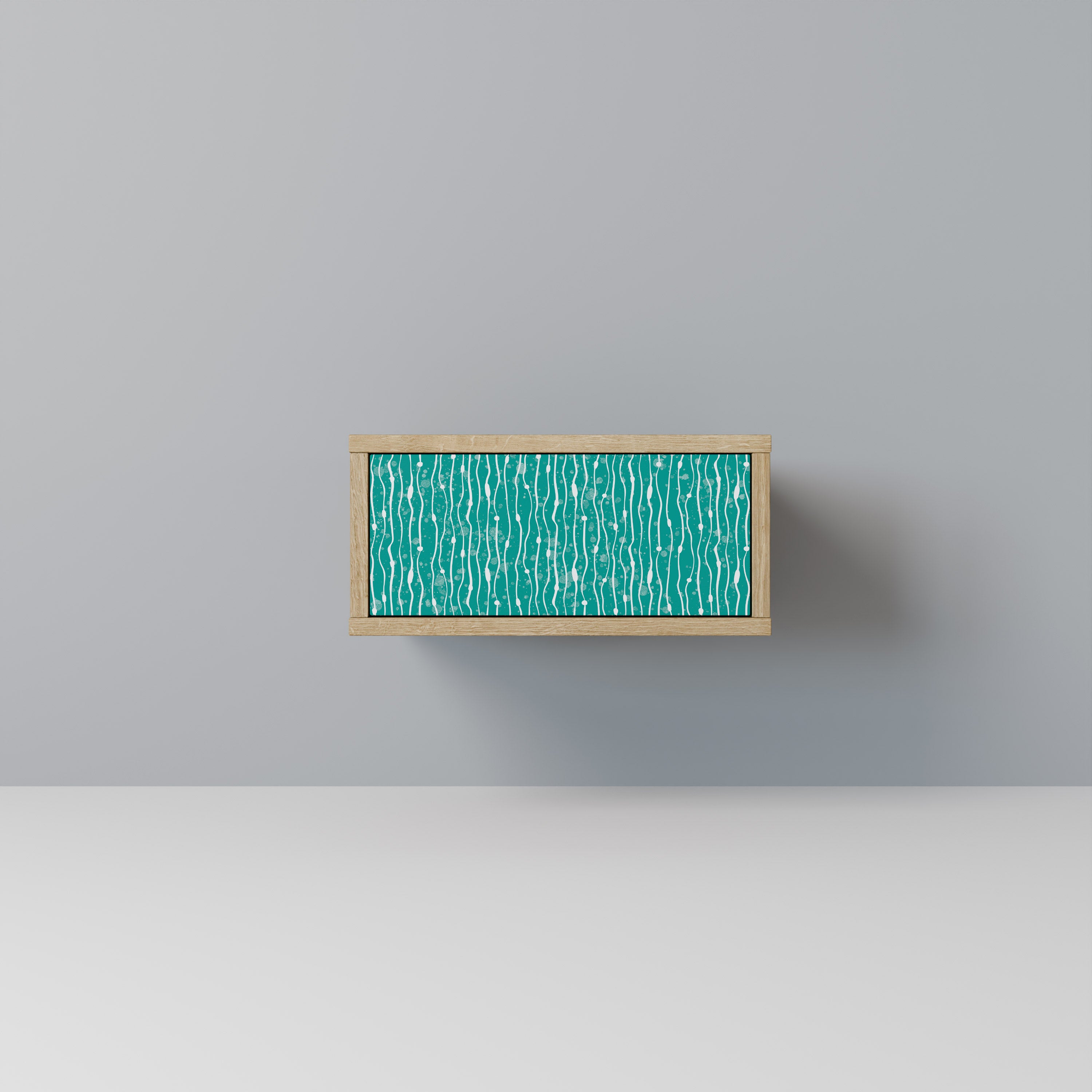 TURQUOISE RAIN Nightstand in Oak Effect