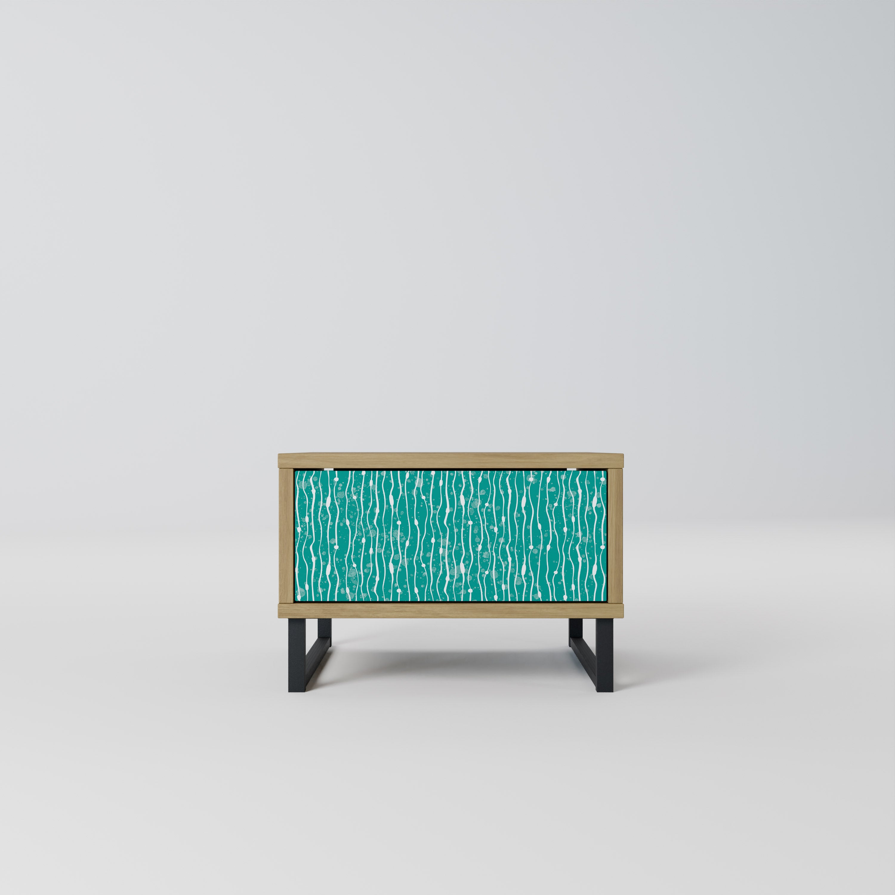 TURQUOISE RAIN Nightstand in Oak Effect