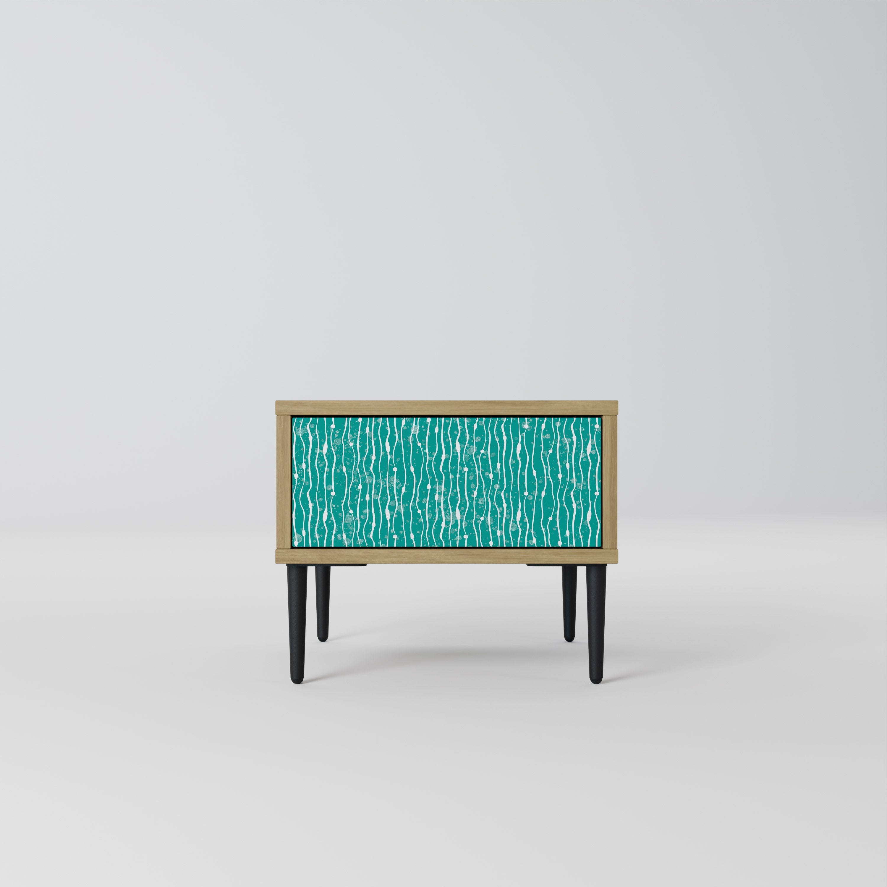 TURQUOISE RAIN Nightstand in Oak Effect