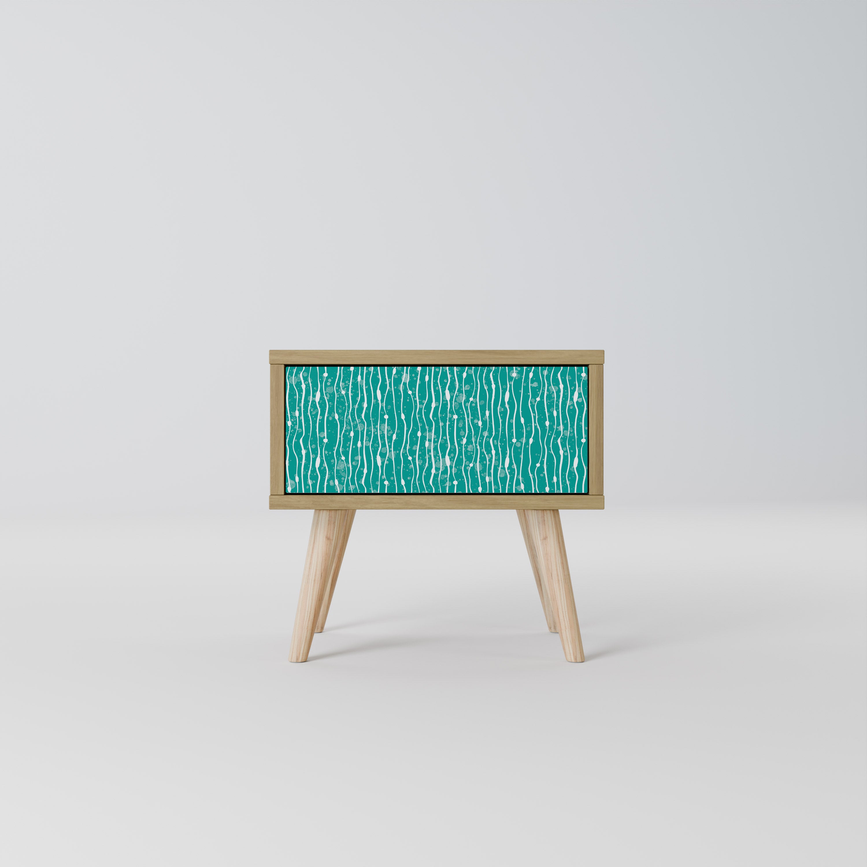 TURQUOISE RAIN Nightstand in Oak Effect