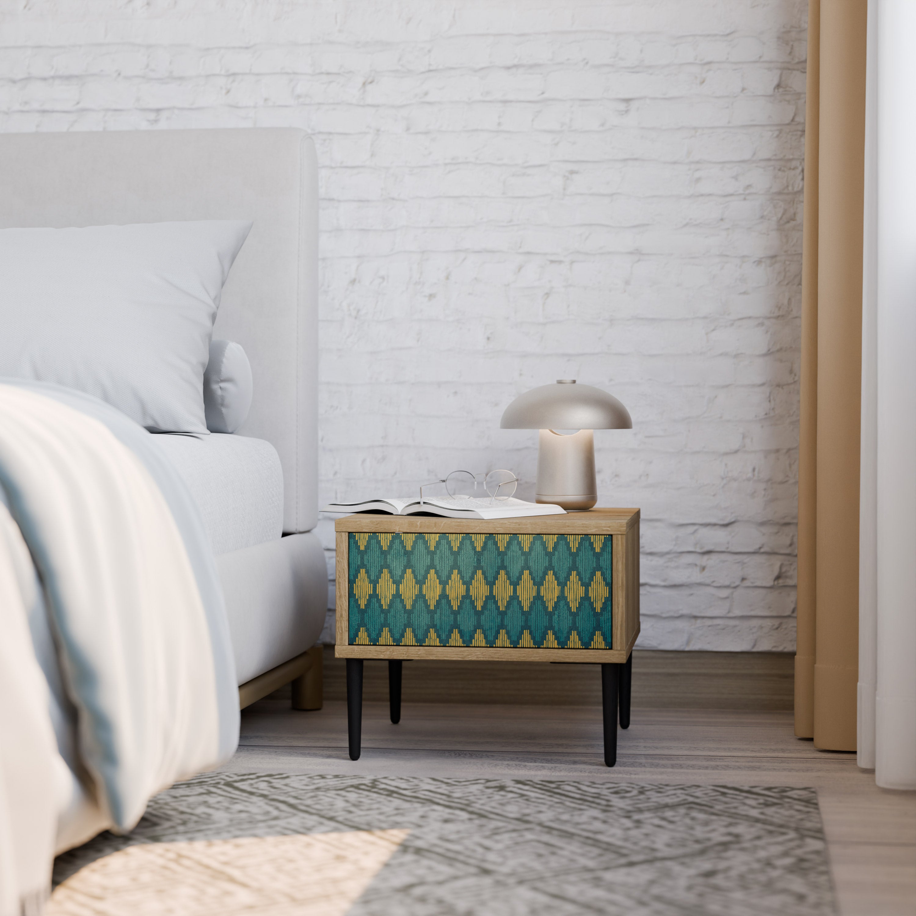 POLYGONS Nightstand in Oak Effect