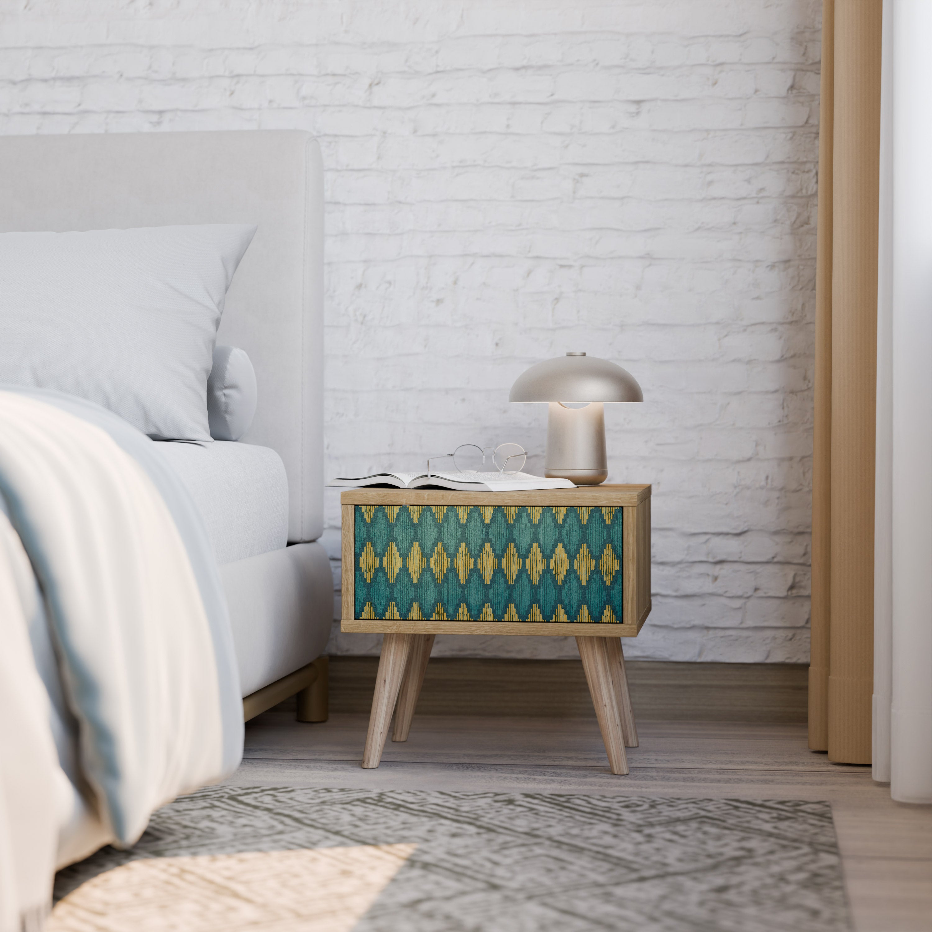 POLYGONS Nightstand in Oak Effect