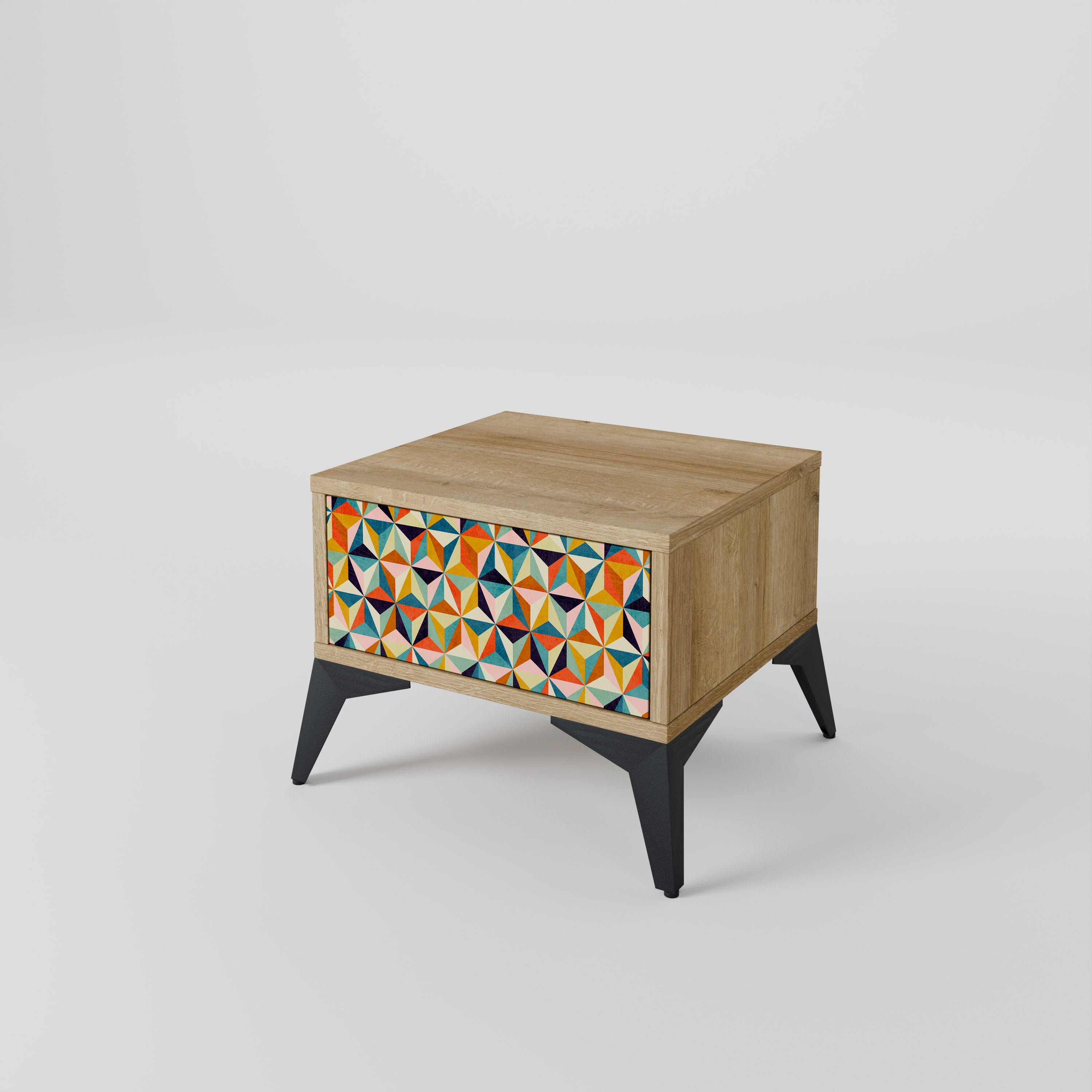 TESSELATE TREASURES Nightstand in Oak Effect