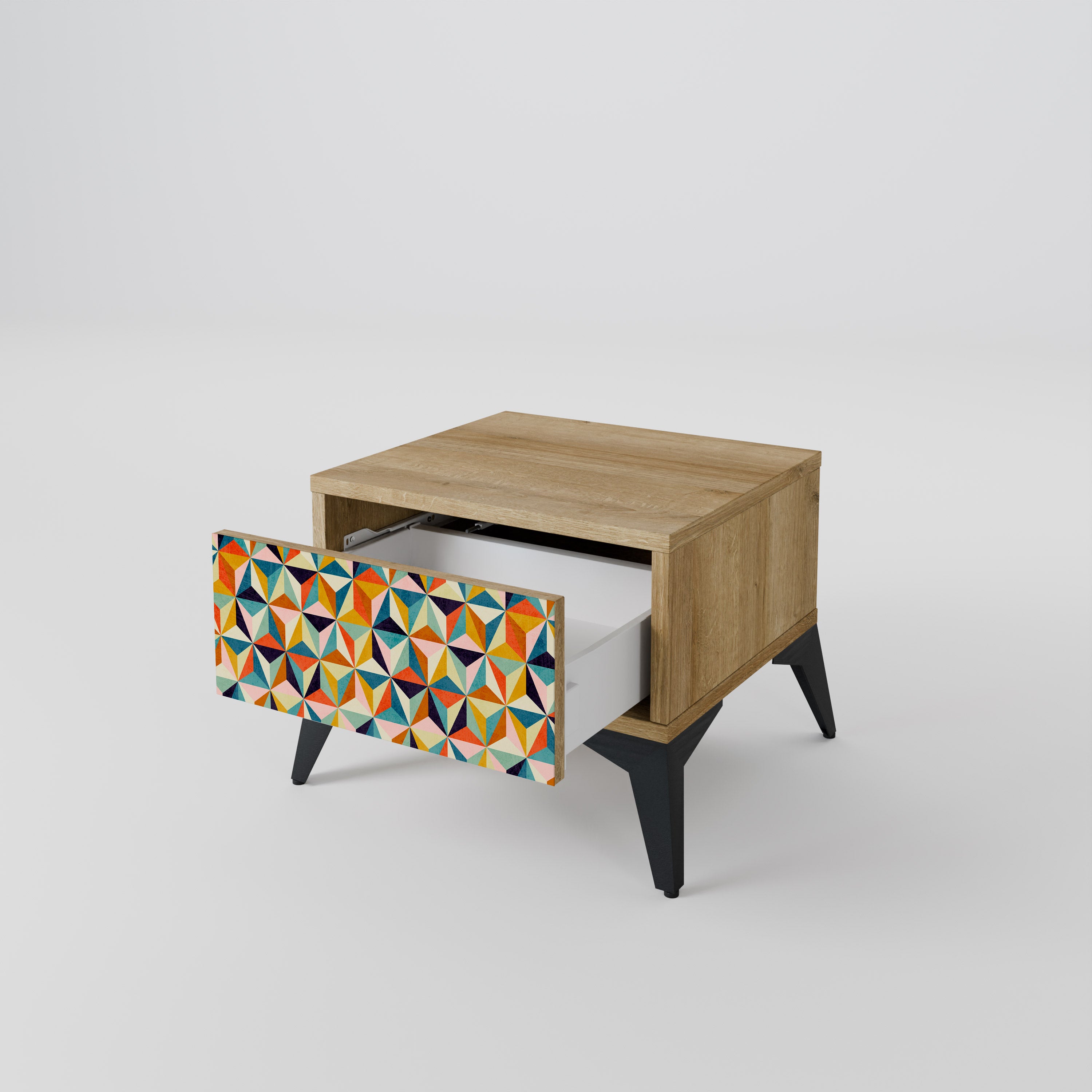 TESSELATE TREASURES Nightstand in Oak Effect