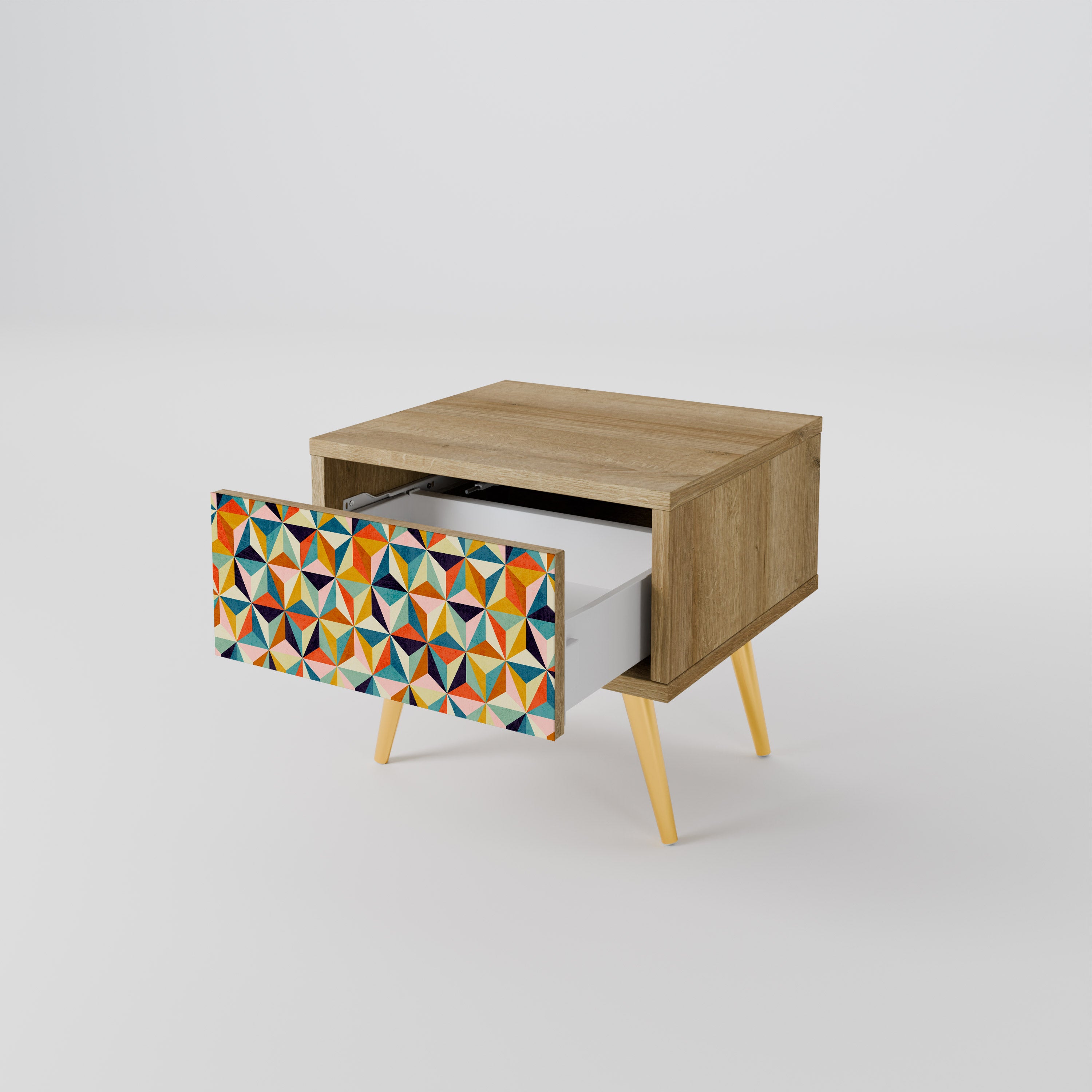 TESSELATE TREASURES Nightstand in Oak Effect