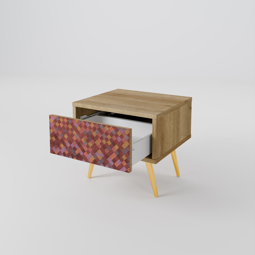 Mesita de noche PAINTED SQUARES efecto roble