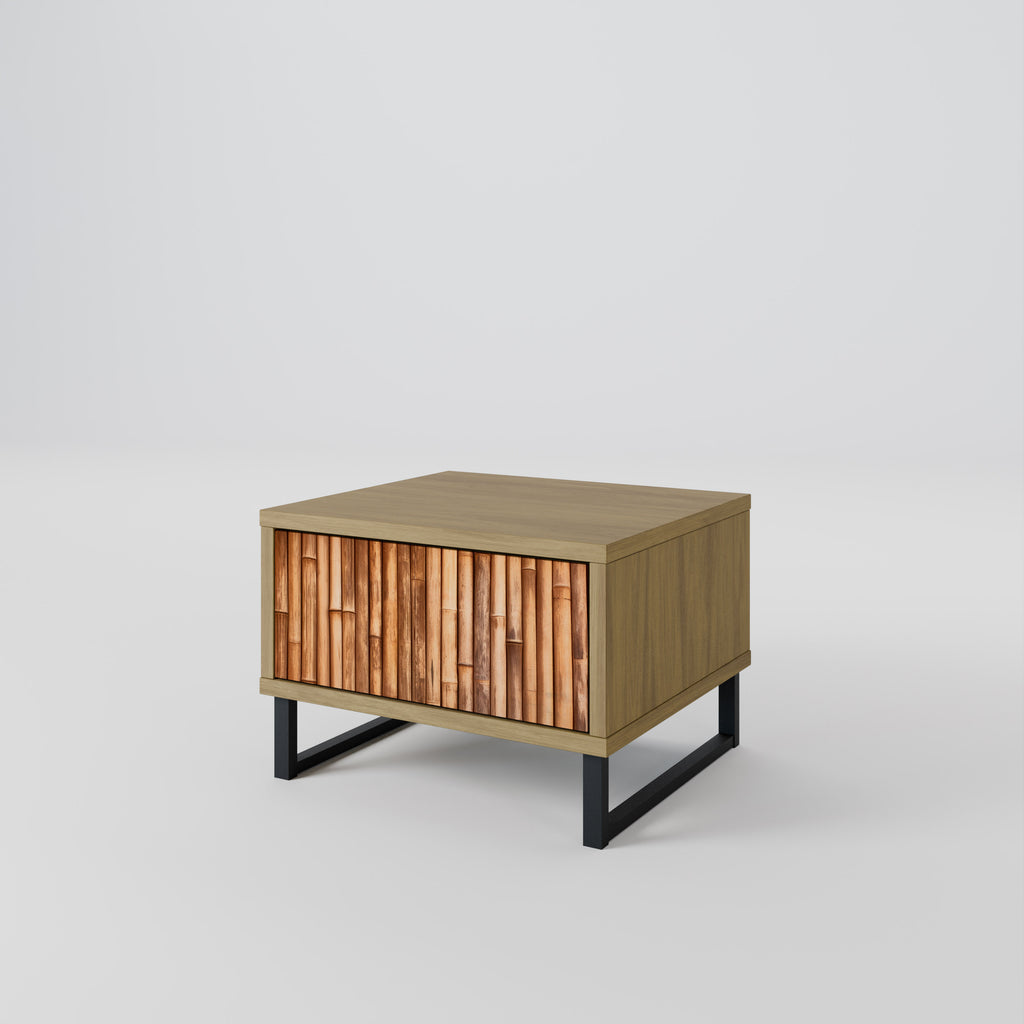 Mesita de noche de MADERA NATURAL efecto roble